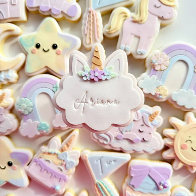 Unicorn crown on cloud plaque debosser and cutter