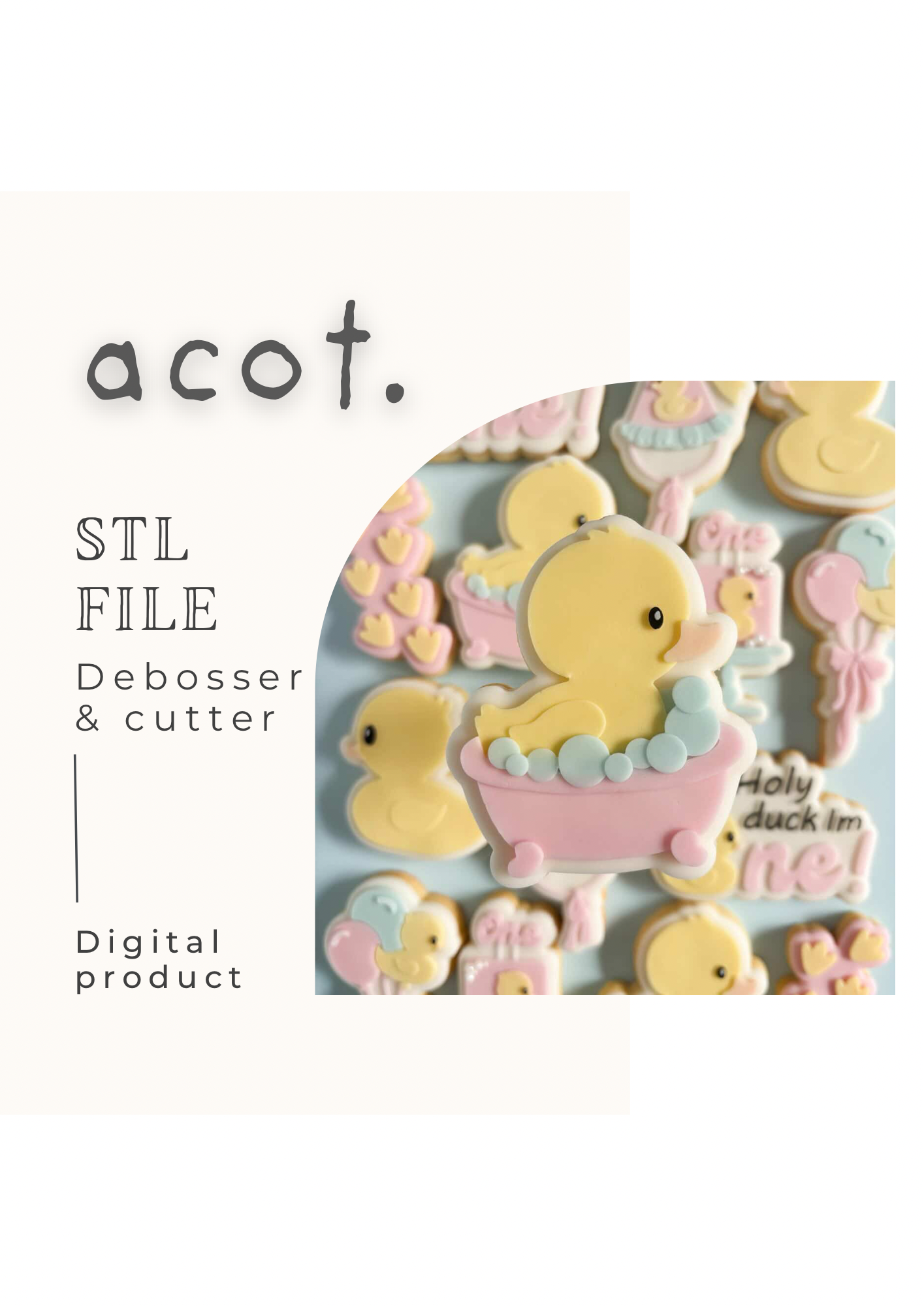 STL FILE Rubber duck in tub debosser and cutter