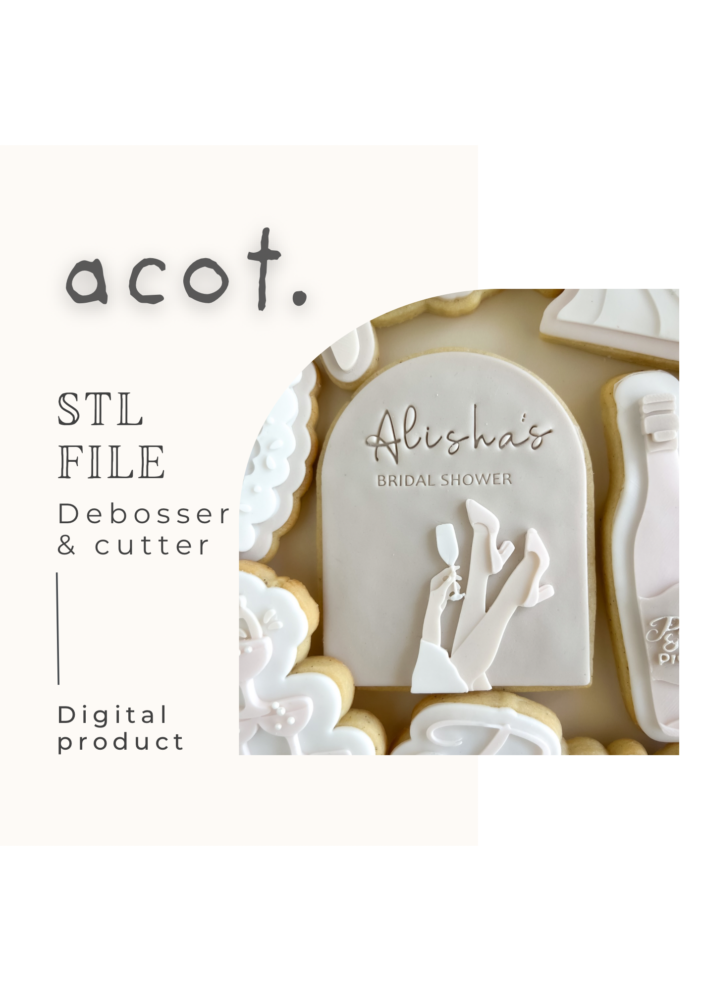 STL FILE Bridal heels up holding champagne debosser and arch cutter
