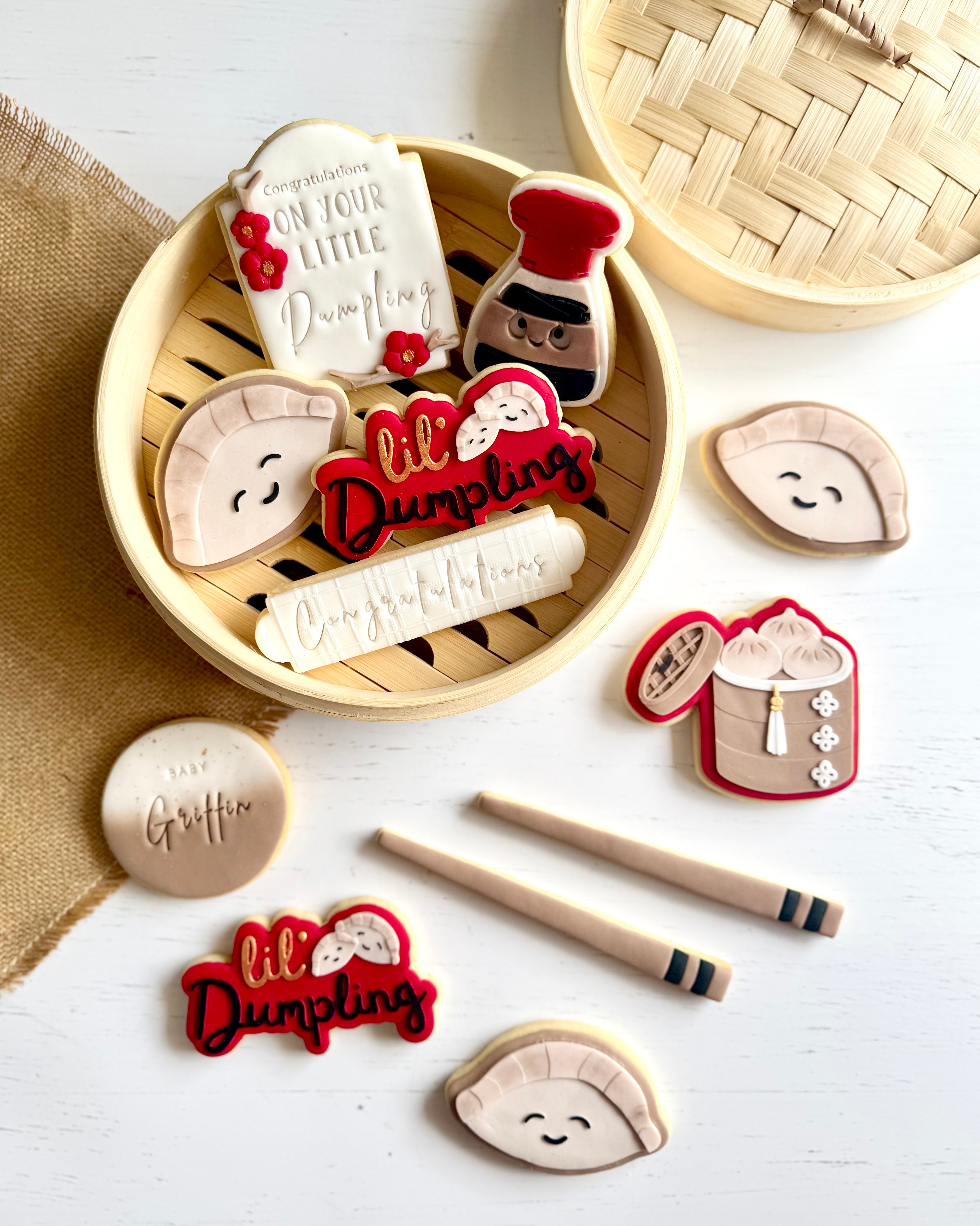 STL FILE Dumpling's in bamboo debosser and cutter