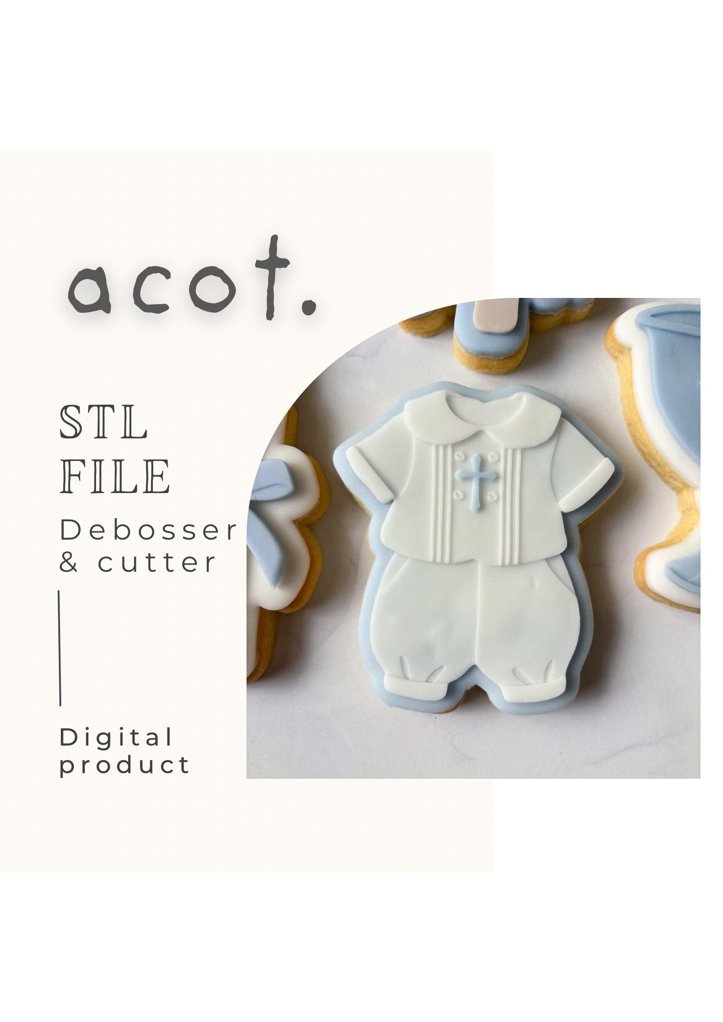 STL FILE Boy baptism/ christening outfit debosser and cutter