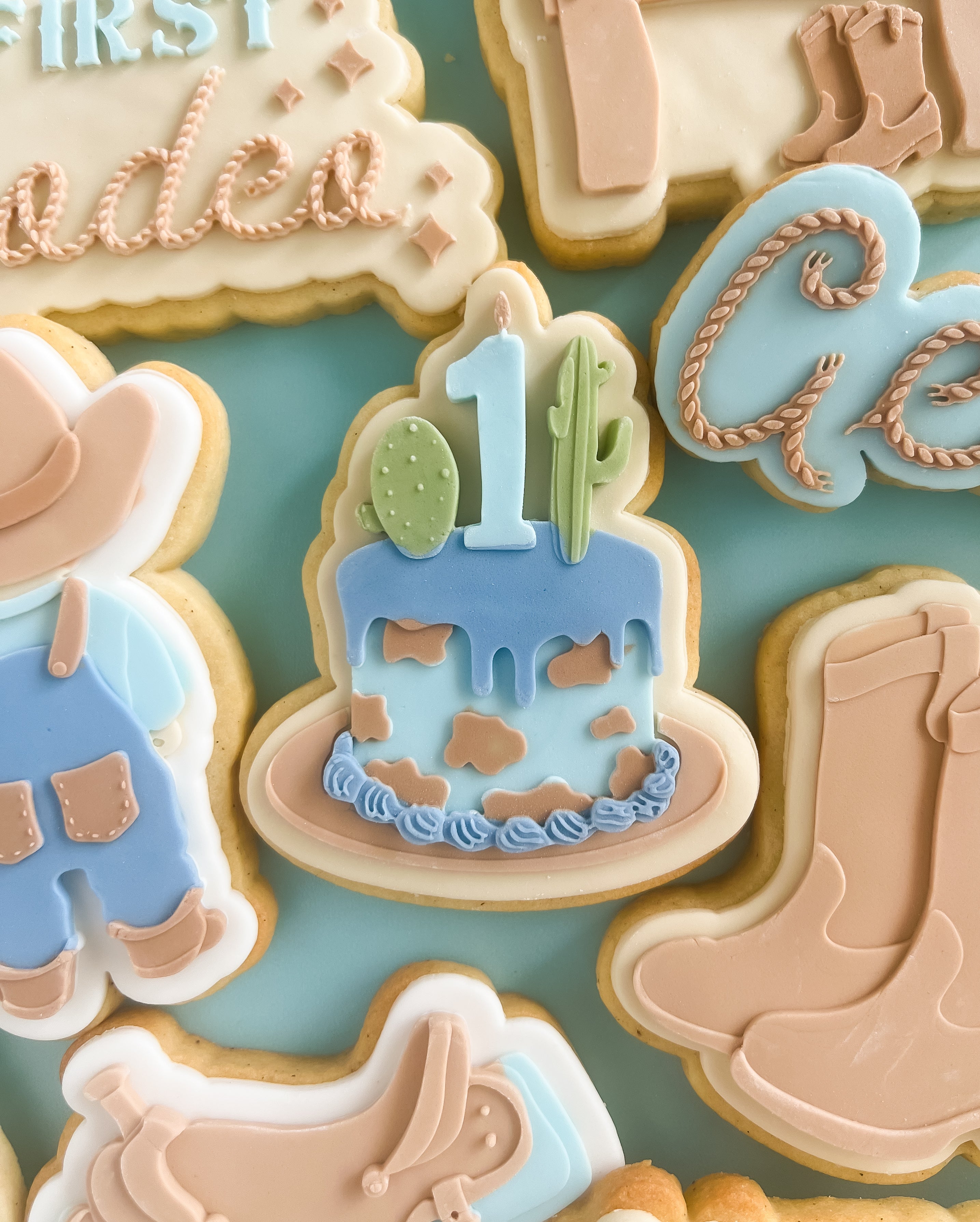 Cactus cow print cake debosser and cutter