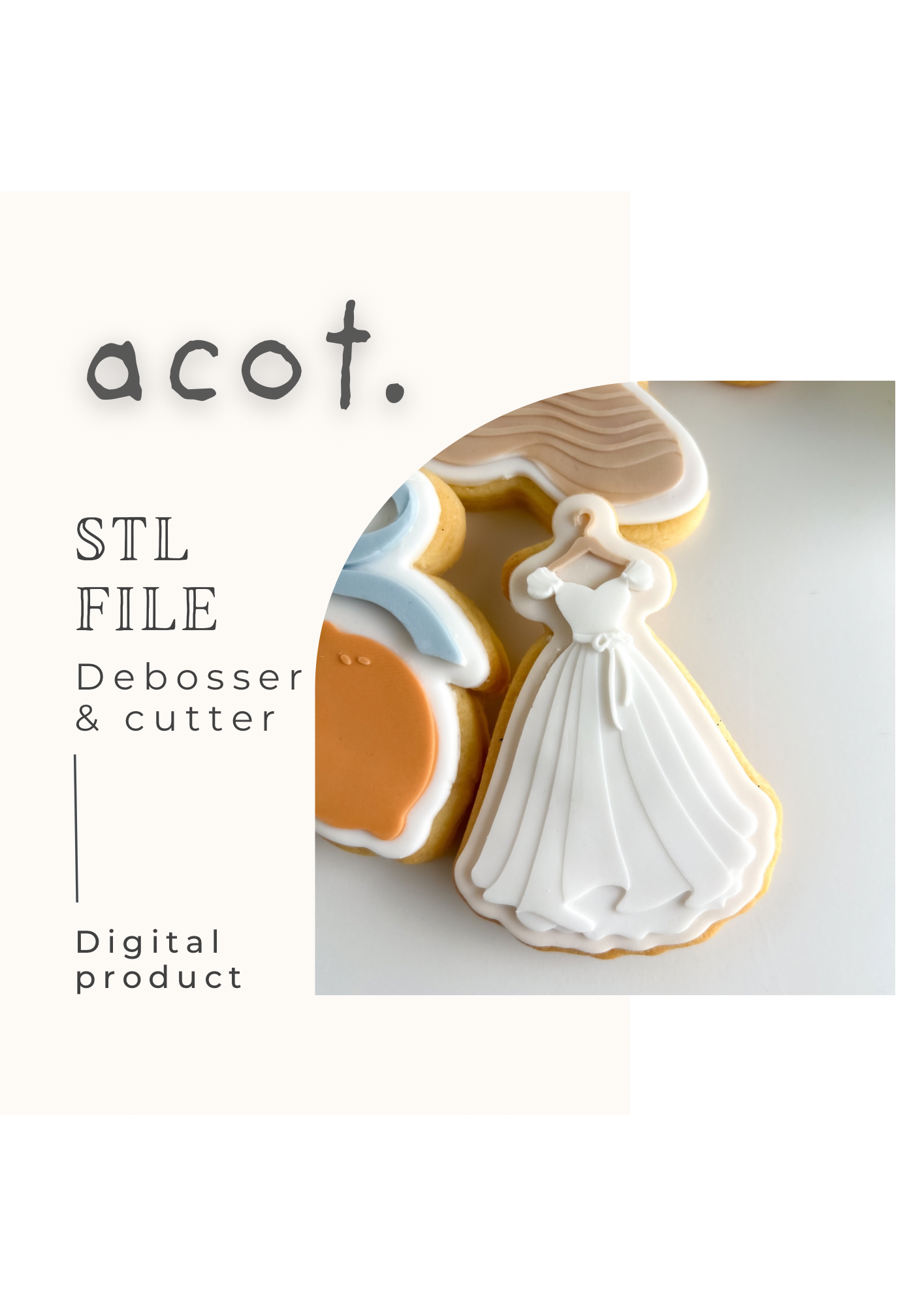 STL FILE Layered wedding gown on coat hanger debosser and cutter