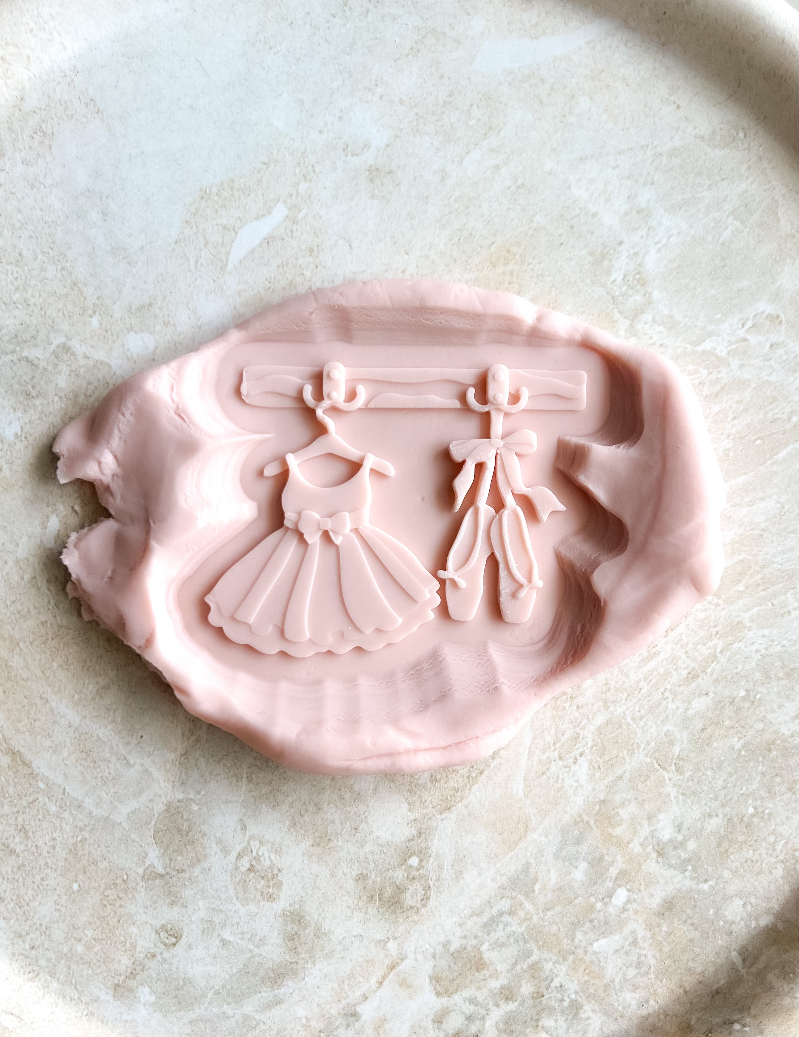 Hanging ballerina dress and shoes debosser and cutter