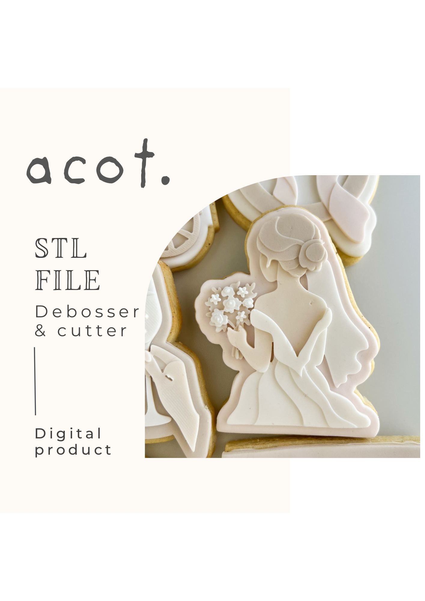 STL FILE Bride with flowers debosser and cutter