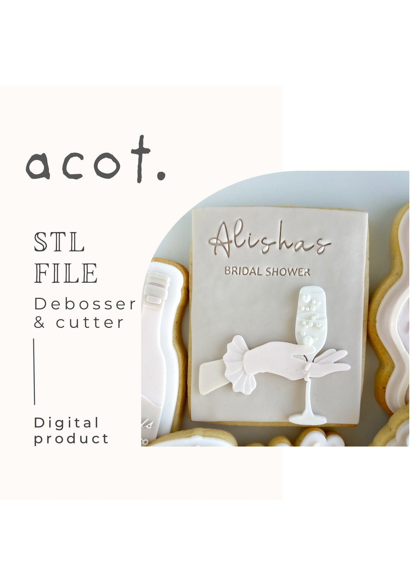 STL FILE Hand with glove holding champagne glass debosser and rectangle cutter