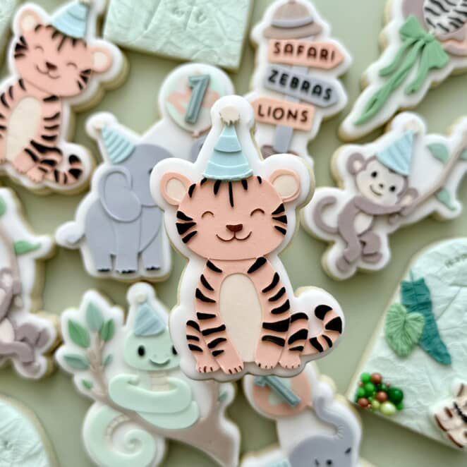 Tiger in party hat debosser and cutter