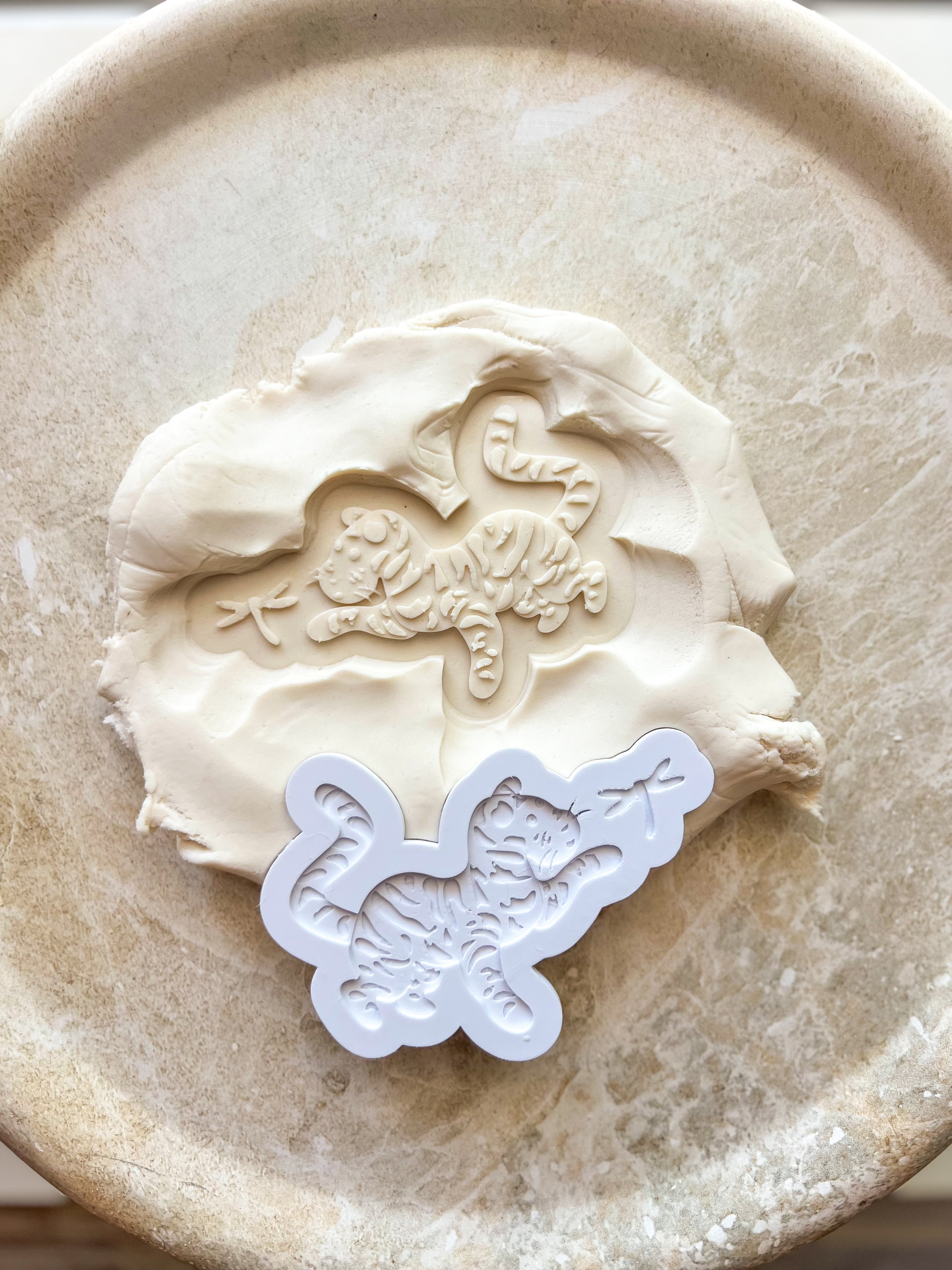 Vintage Tiger with dragonfly debosser and cutter