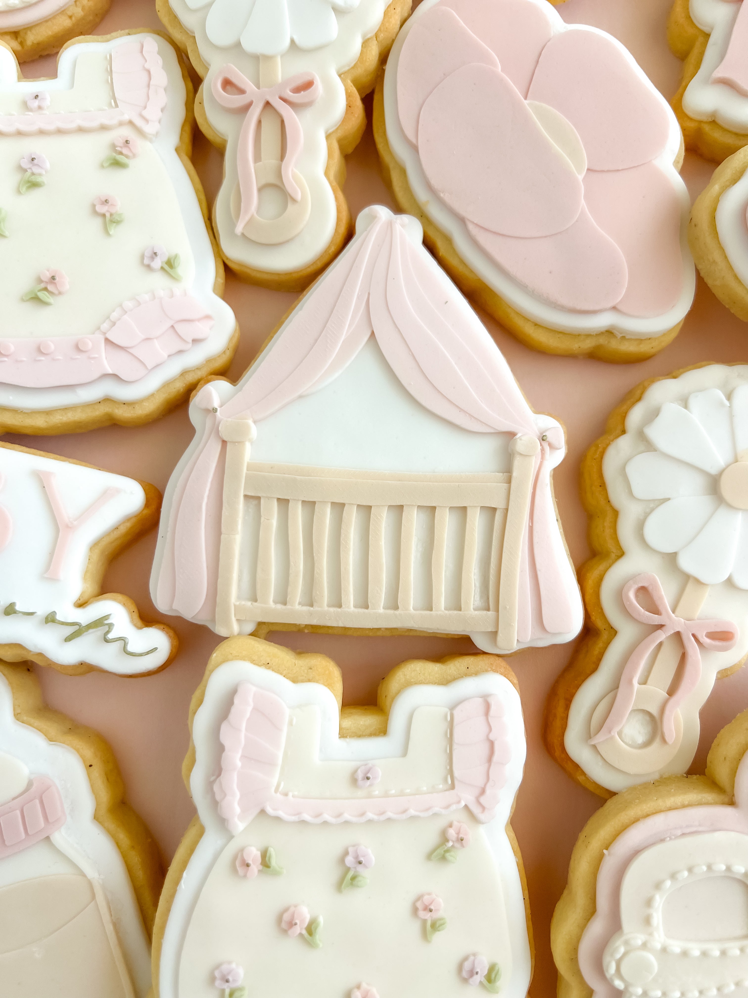 Baby cot with curtain debosser and cutter