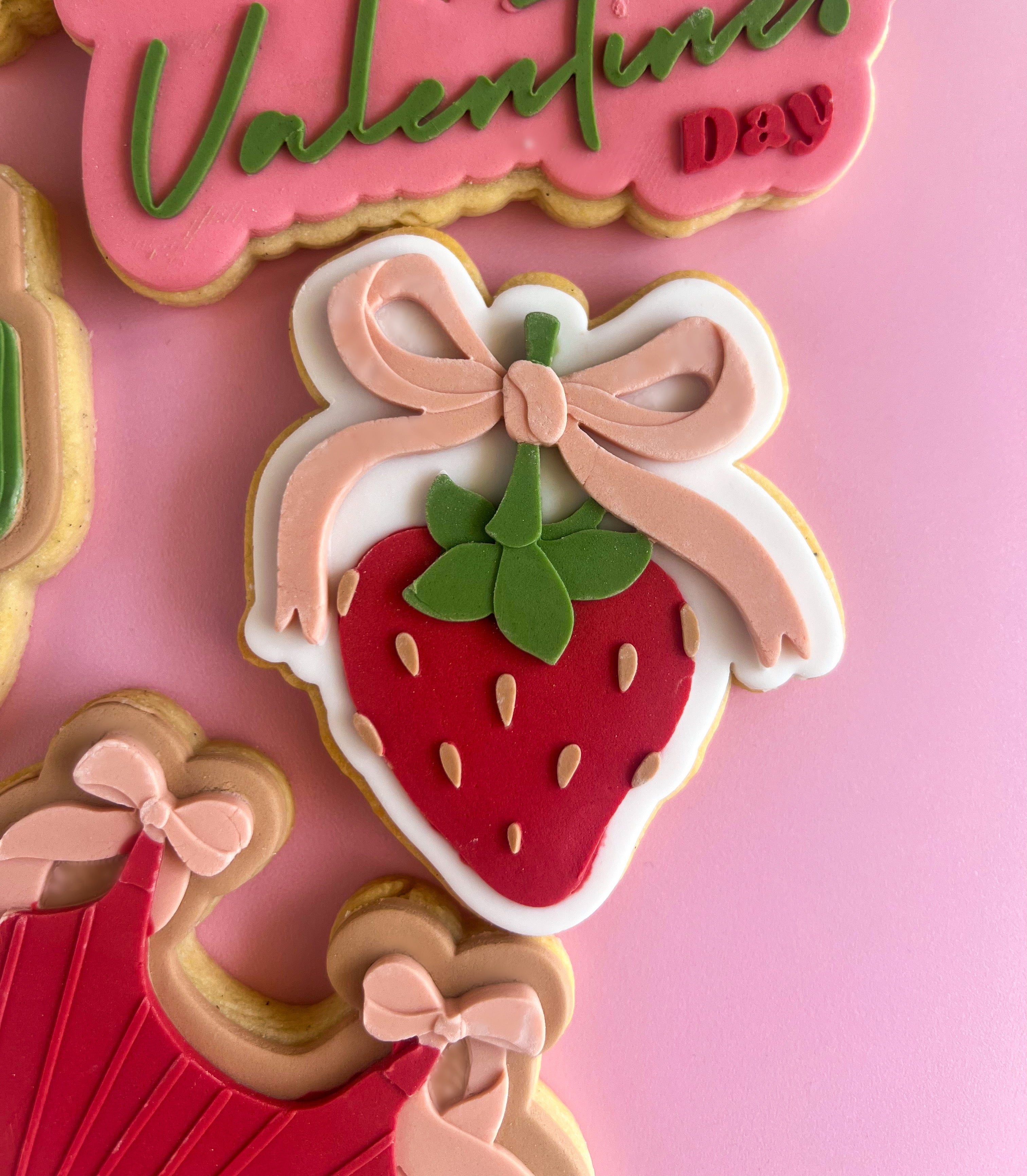 Strawberry with bow debosser and cutter