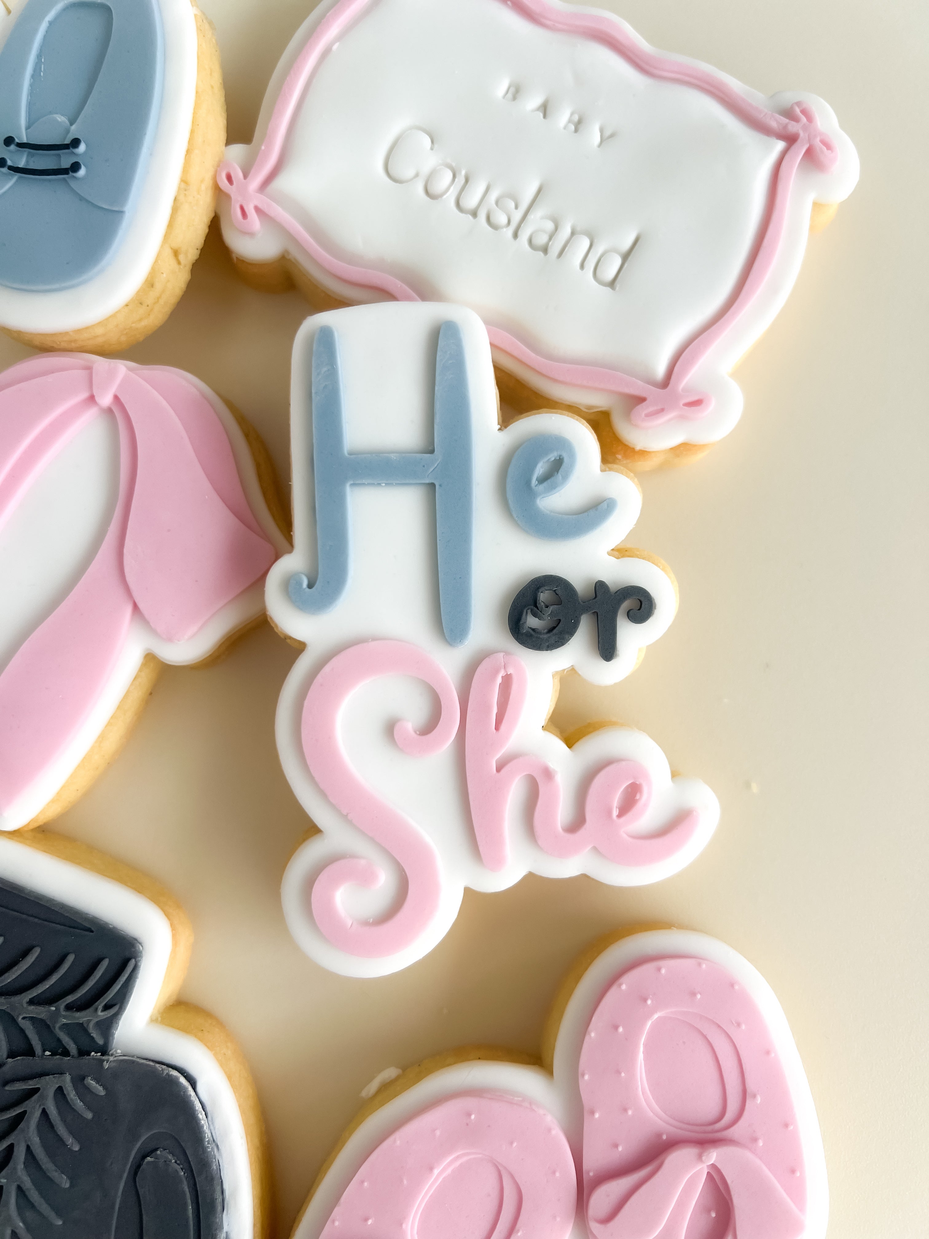 He or she gender reveal debosser and cutter