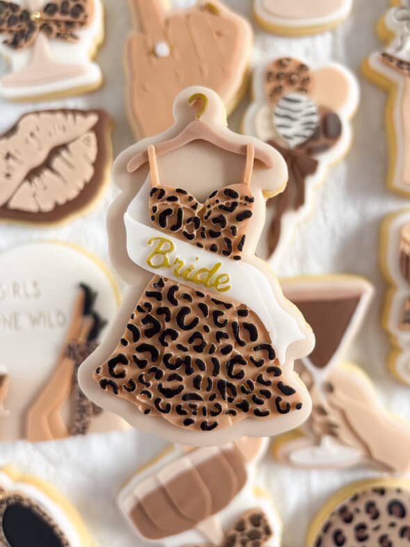 Cheetah print bride dress debosser and cutter