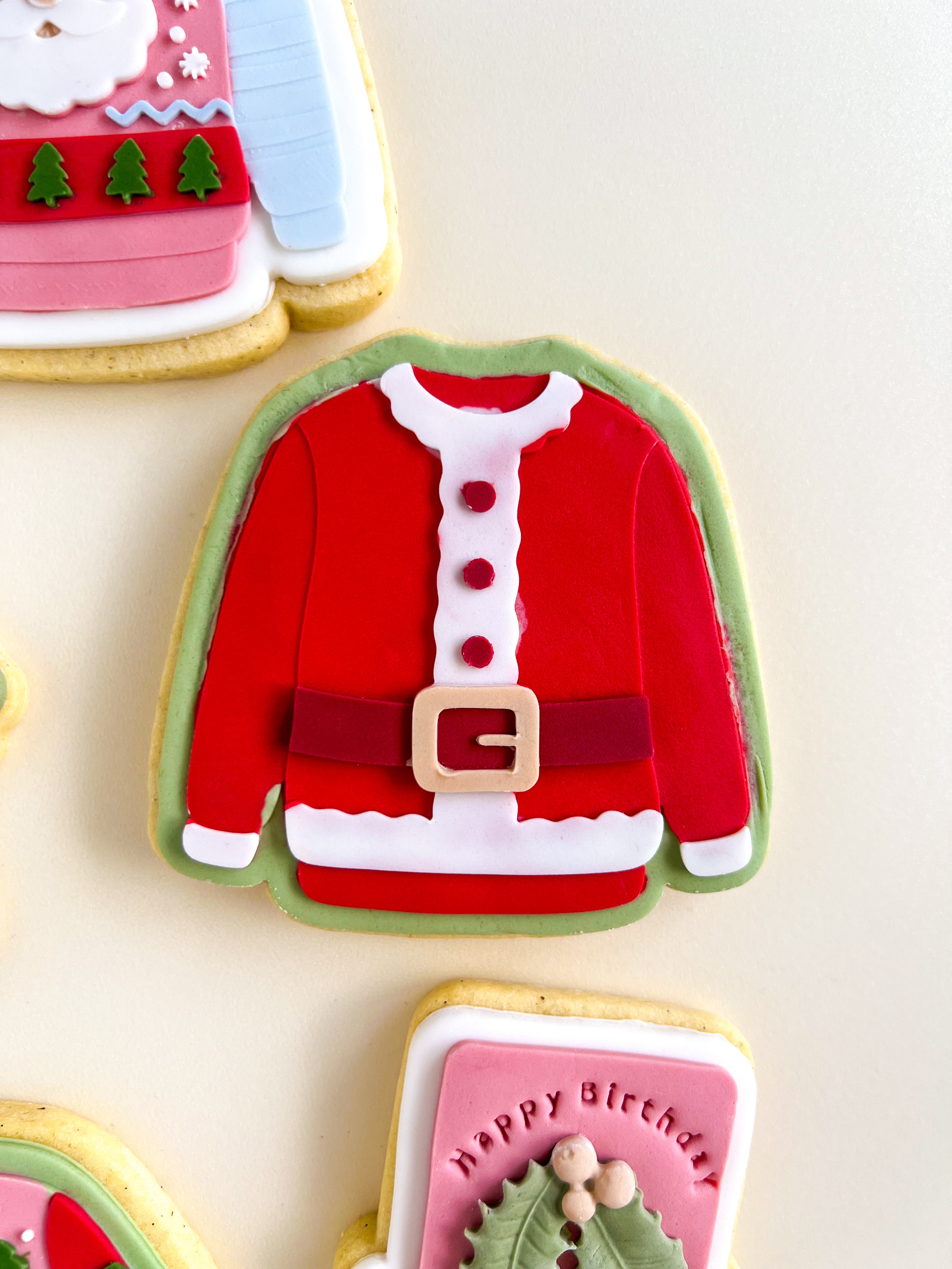 Santa suit Christmas sweater debosser and cutter