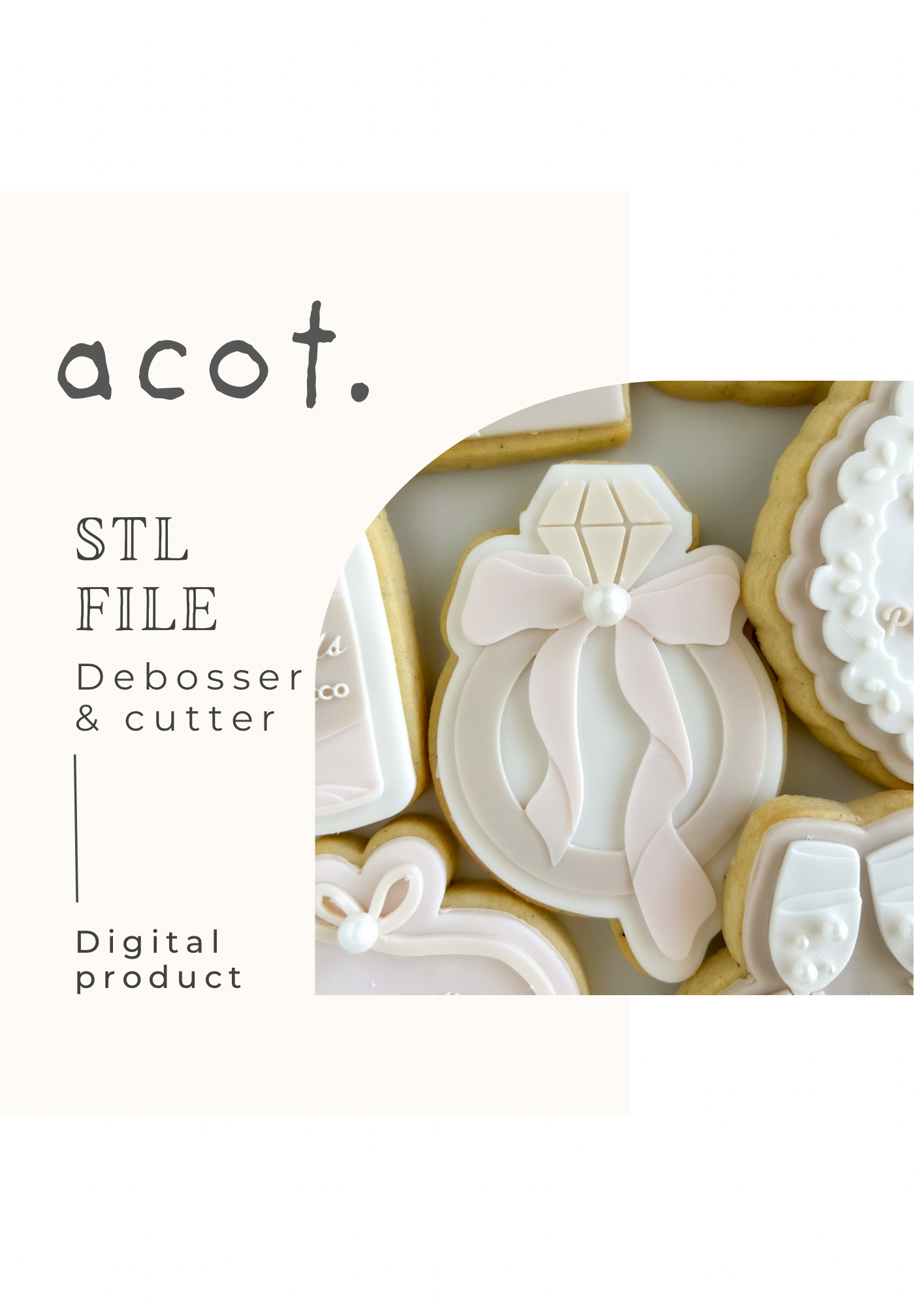 STL FILE Ring with bow debosser and cutter