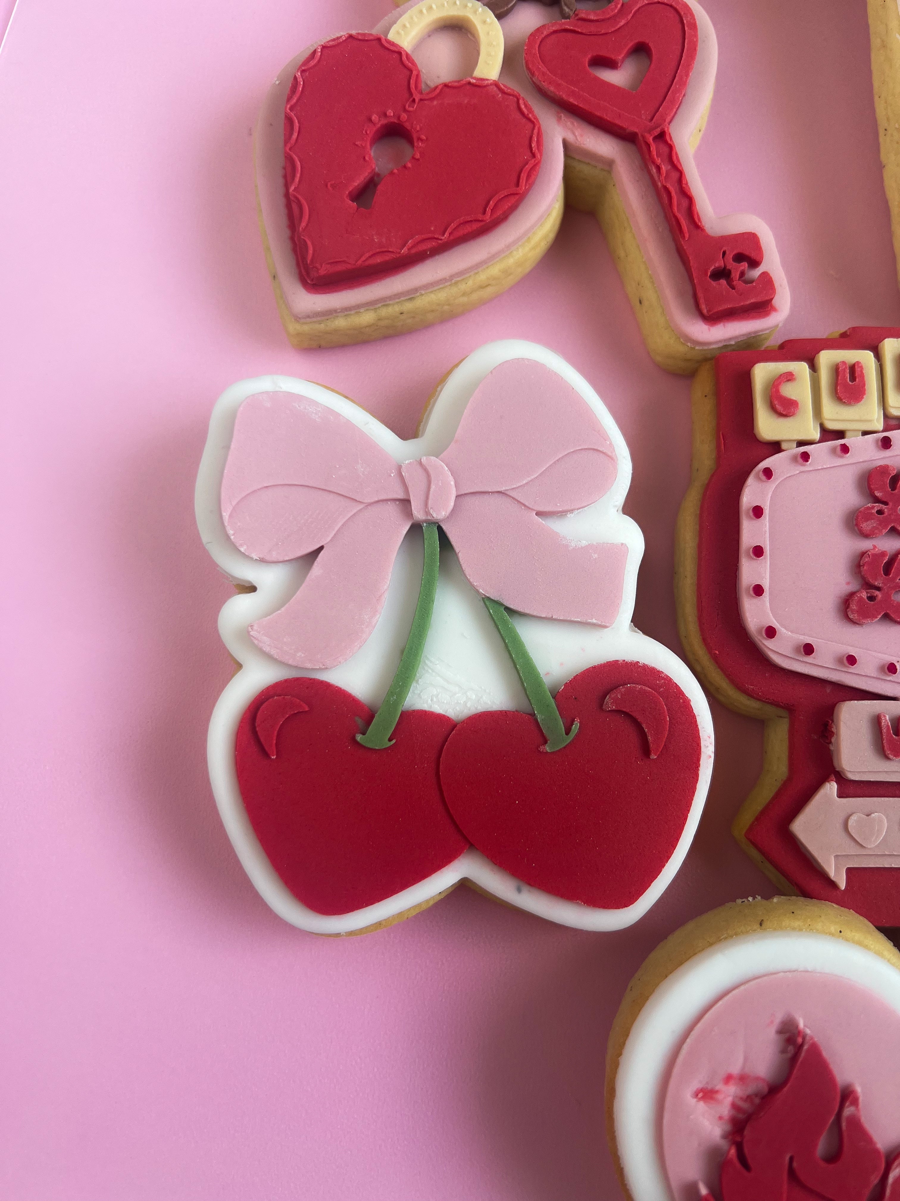 Heart cherries with bow debosser and cutter