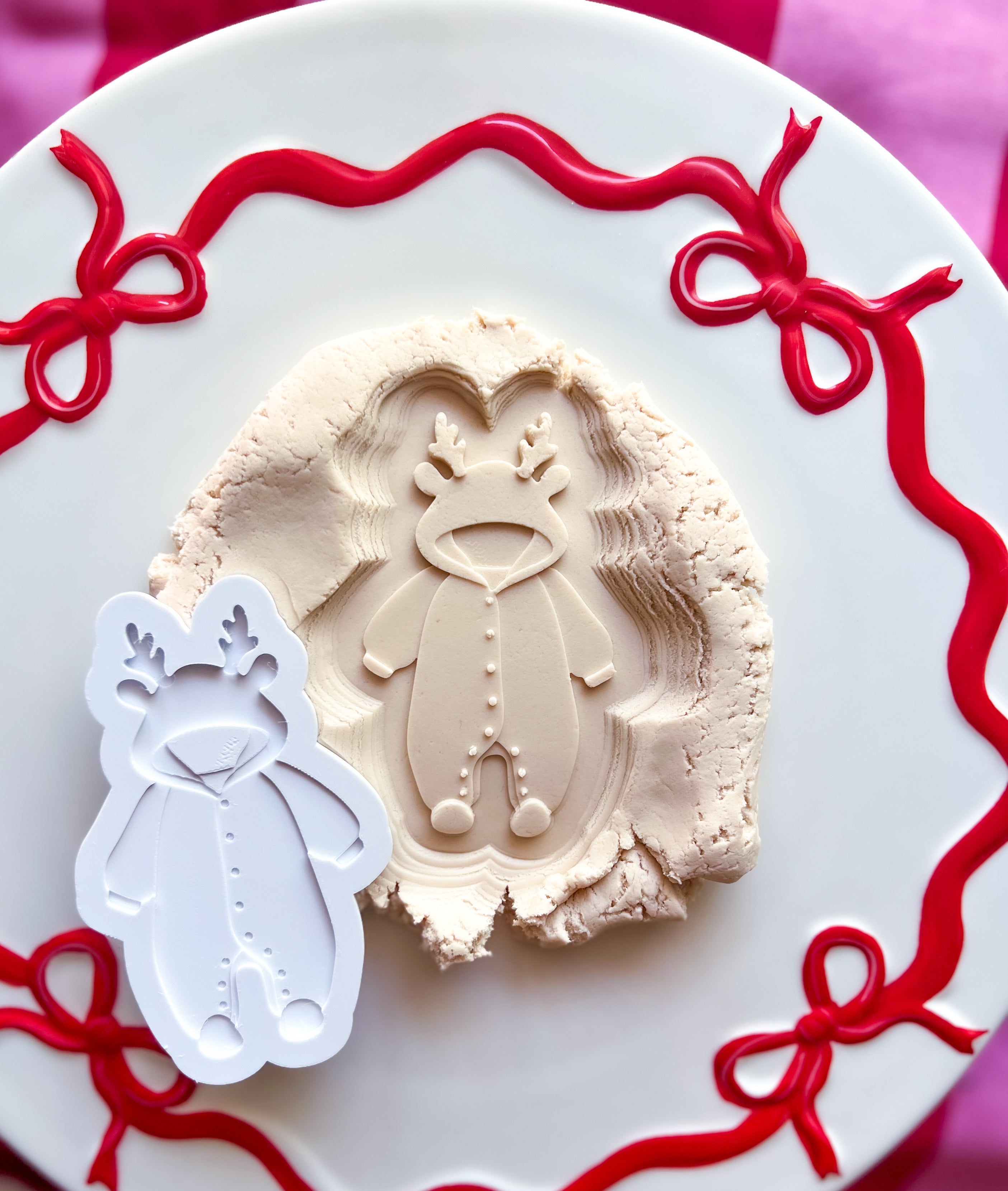 Reindeer baby onesie debosser and cutter