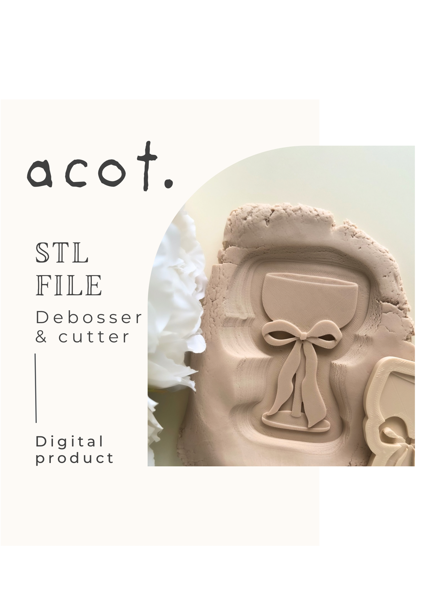 STL FILE Cocktail glass with bow debosser and cutter