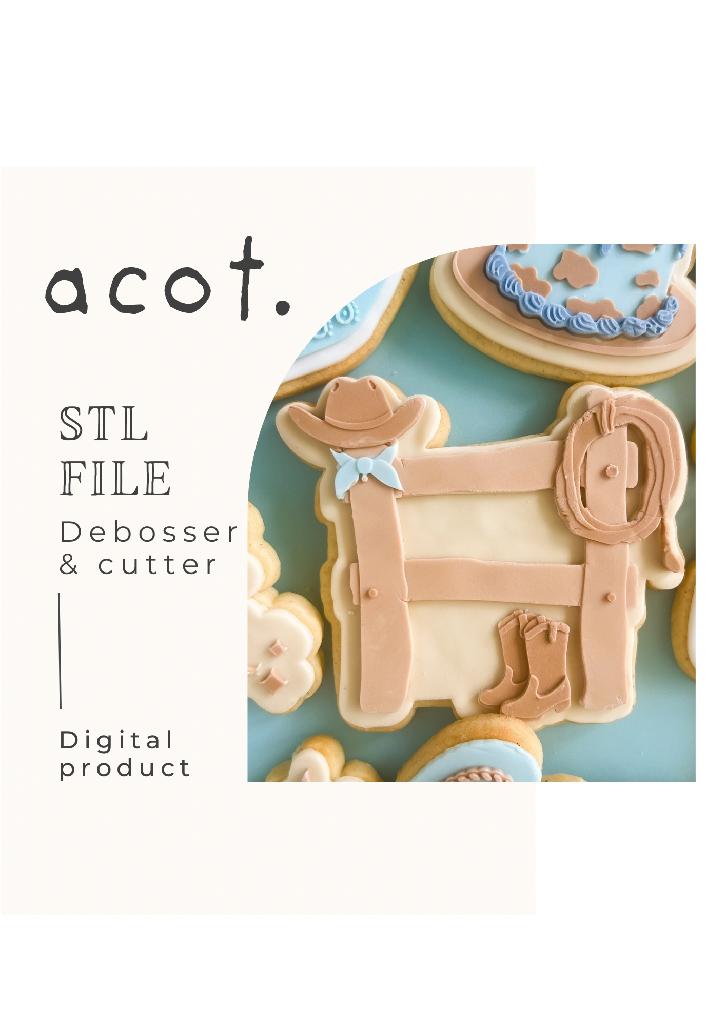 STL FILE Fence with boots, hat and rope debosser and cutter