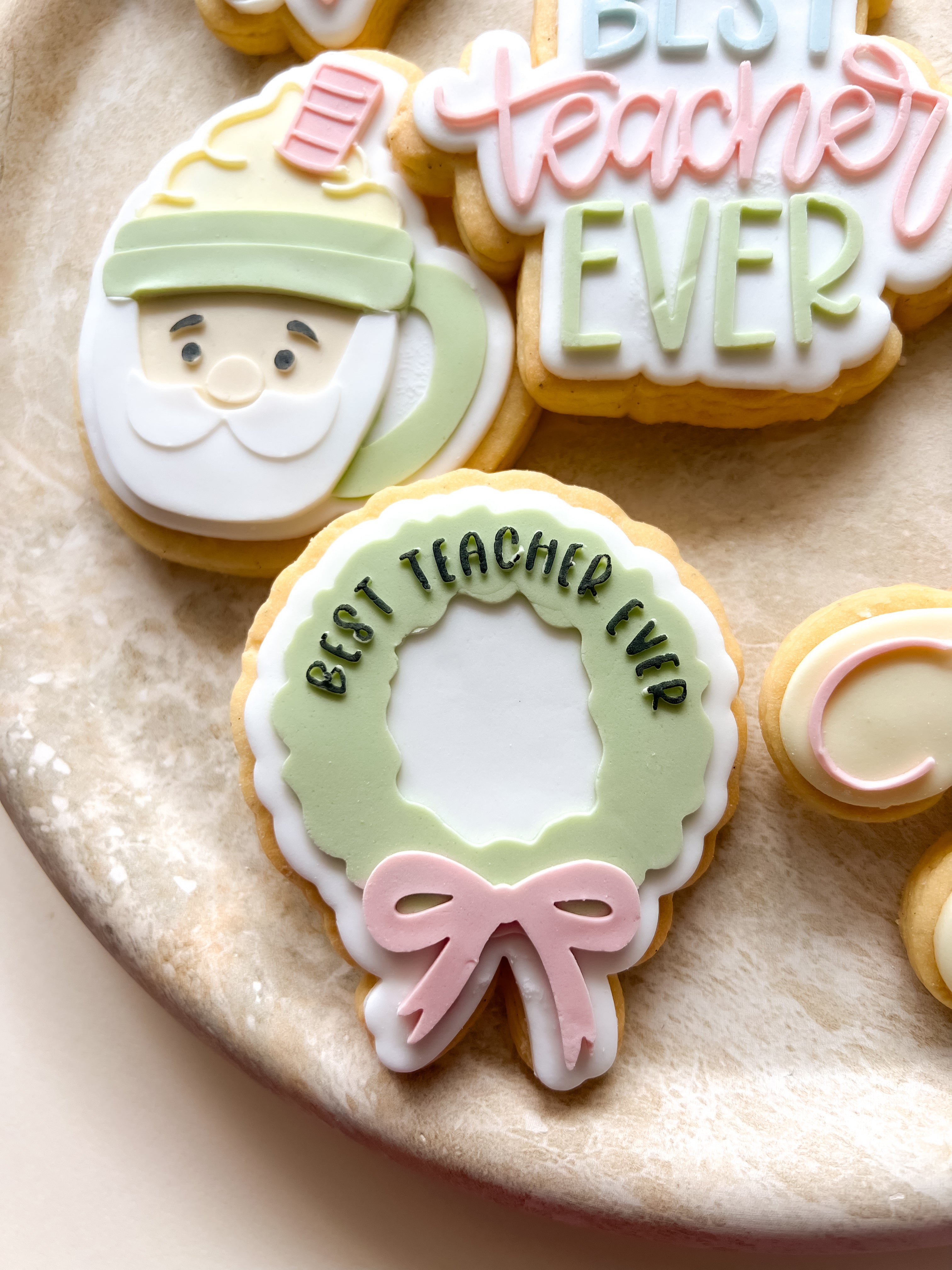 Best teacher ever Christmas wreath debosser and cutter