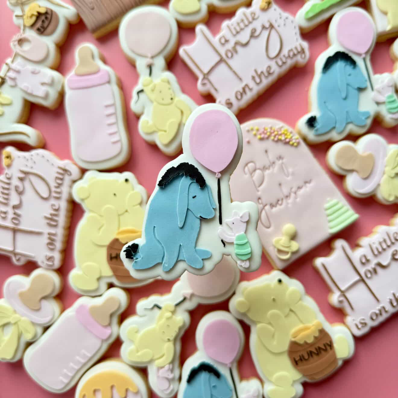 Vintage piglet giving donkey balloon debosser and cutter