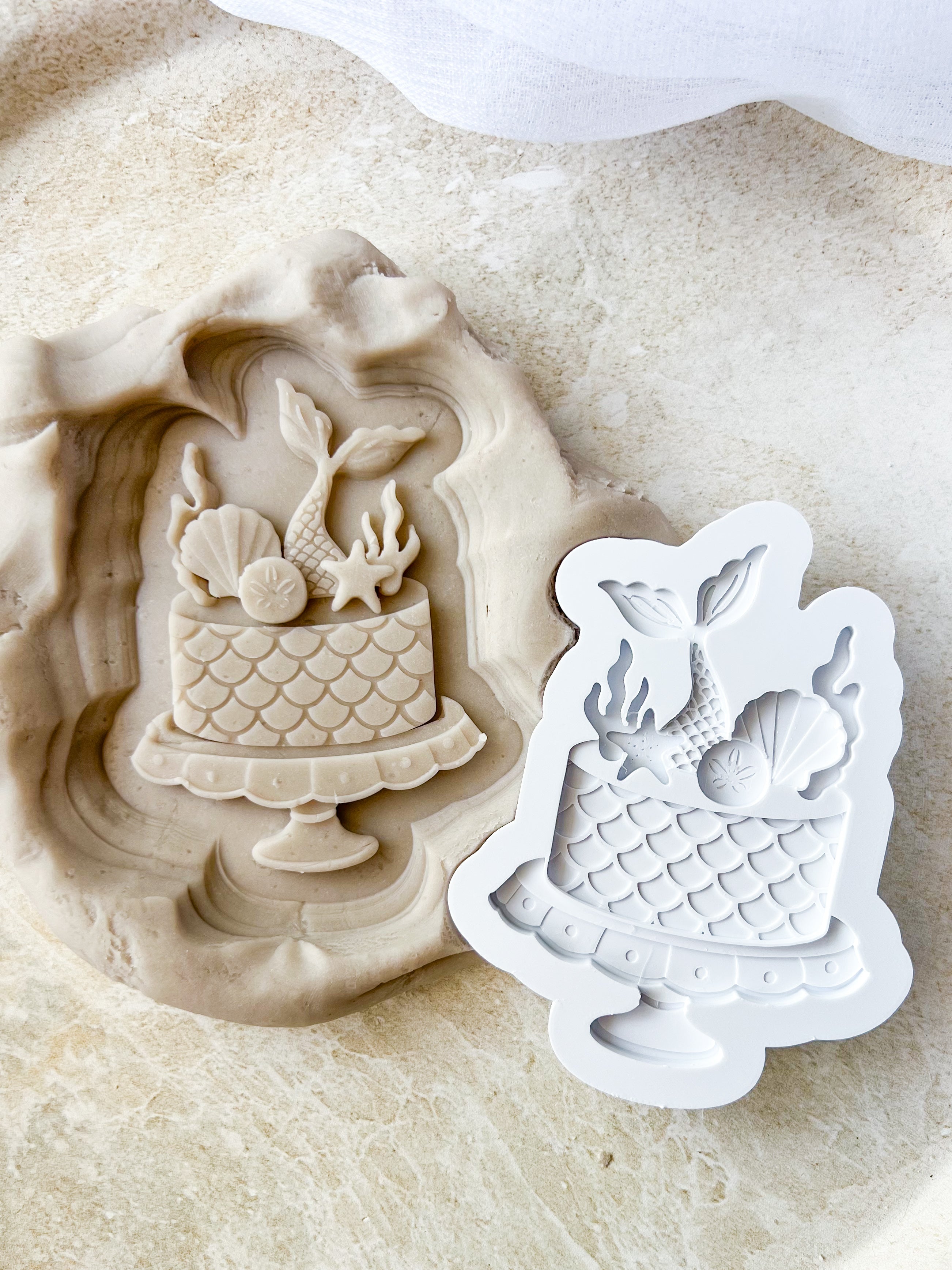Mermaid cake debosser and cutter