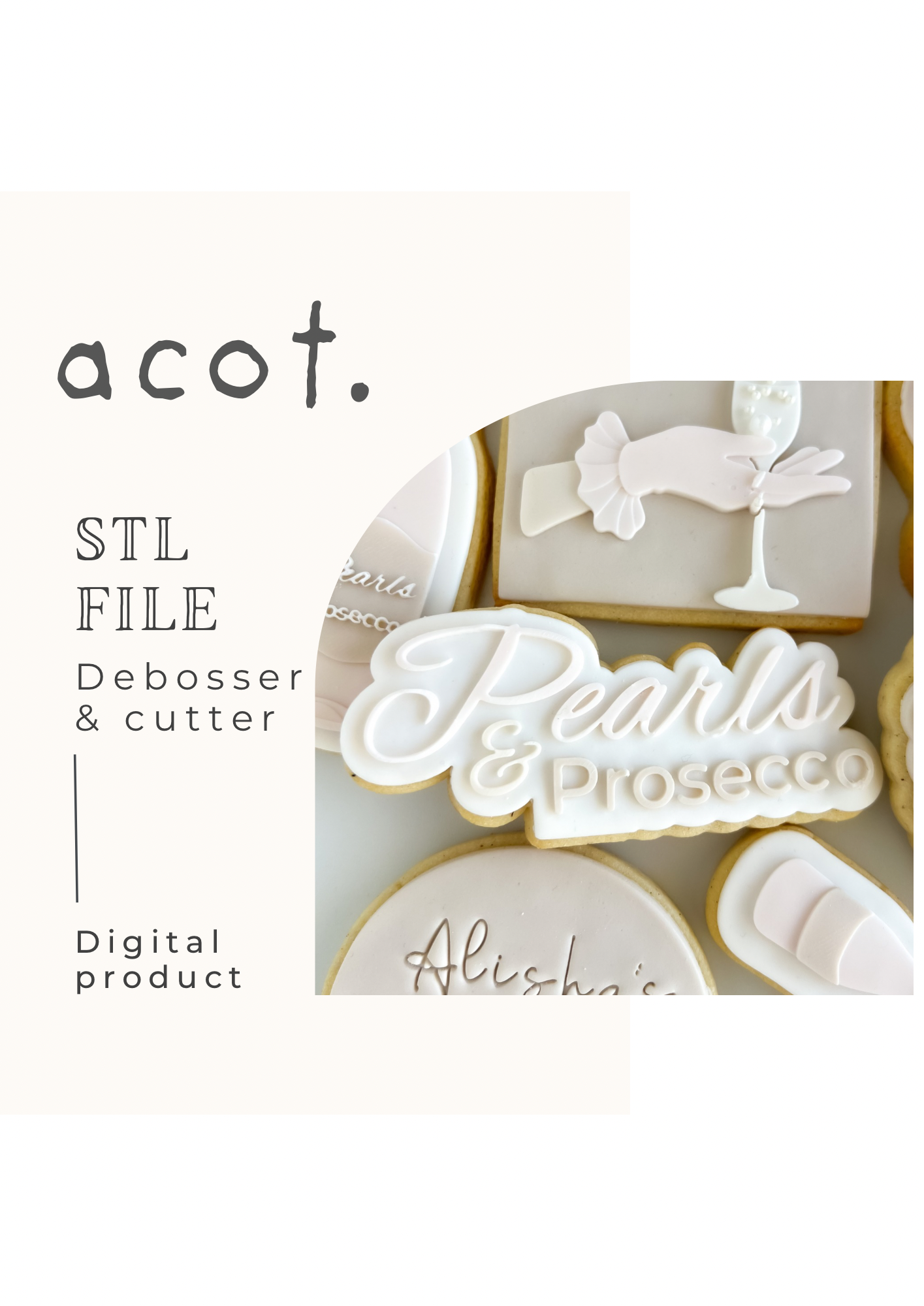 STL FILE Pearls and prosecco words debosser and cutter