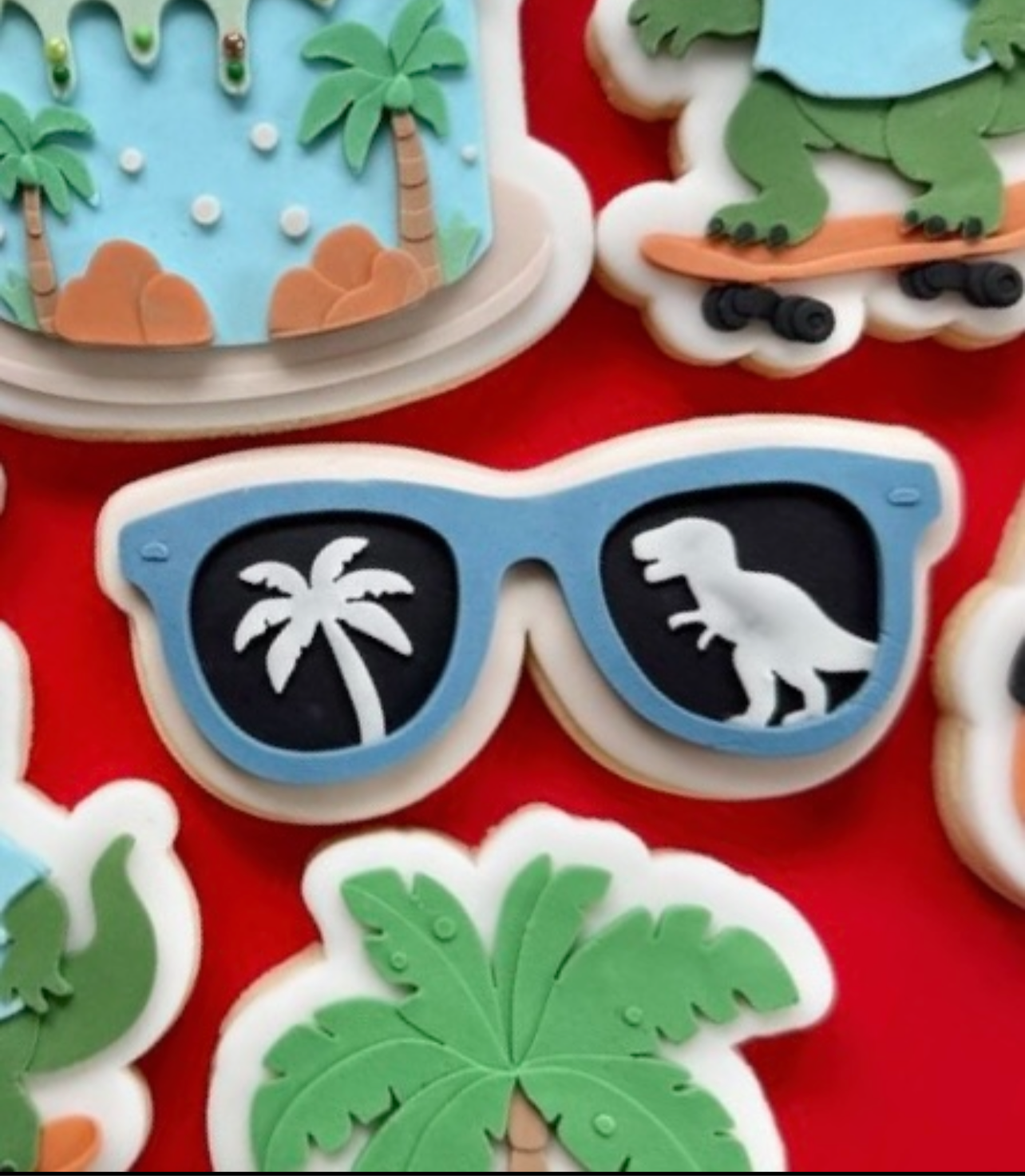 Dinosaur sunglasses debosser and cutter