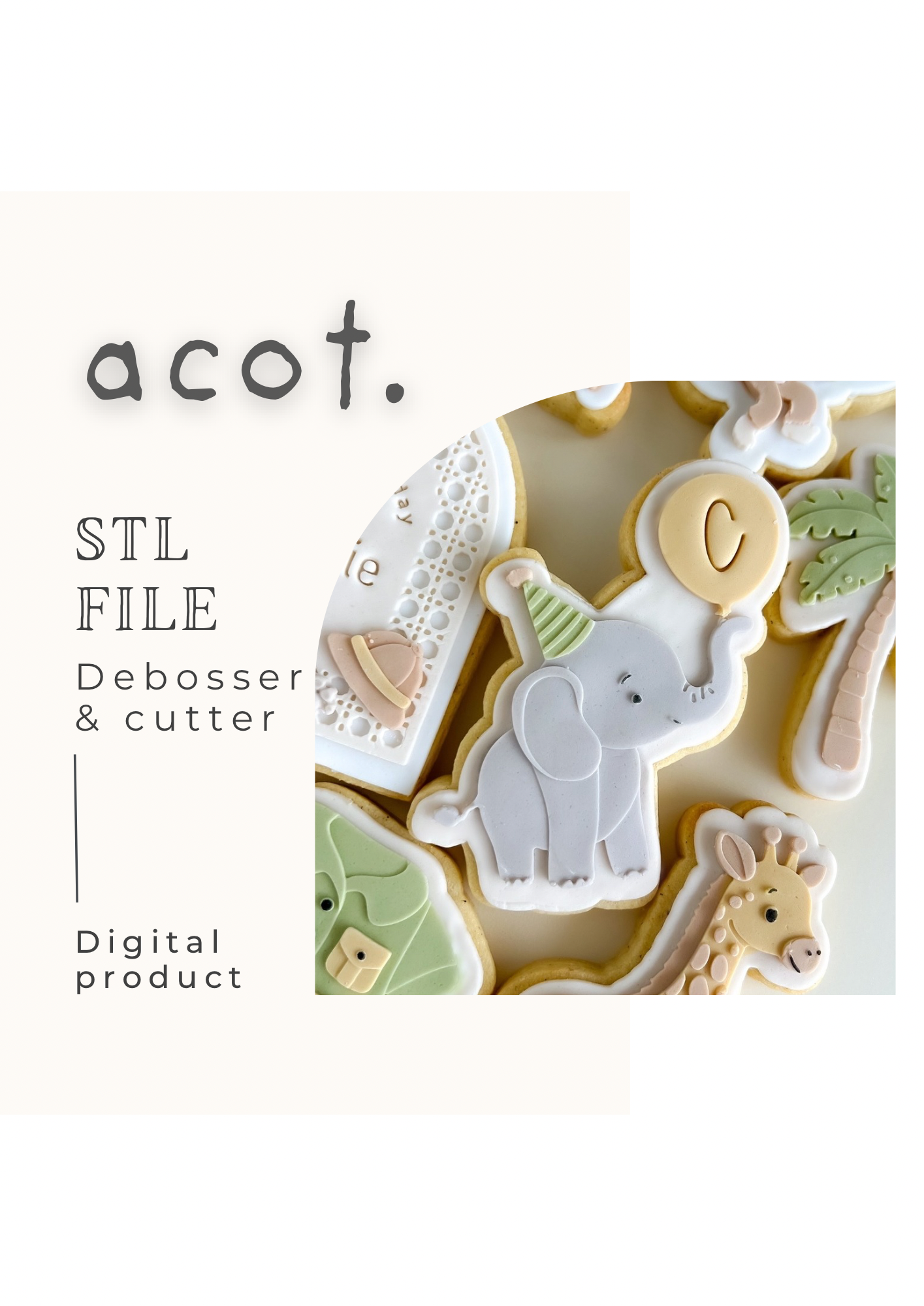 STL FILE Elephant with balloon debosser and cutter