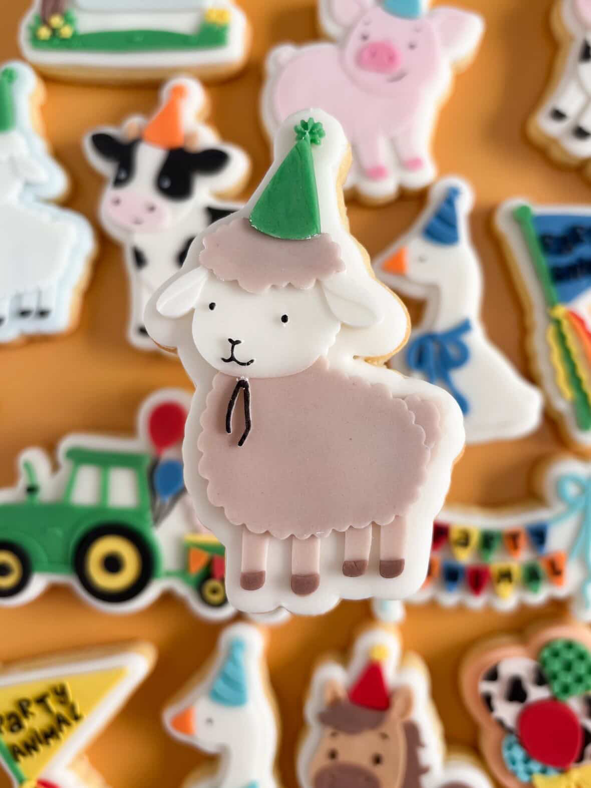 Sheep/ lamb wearing party hat debosser and cutter