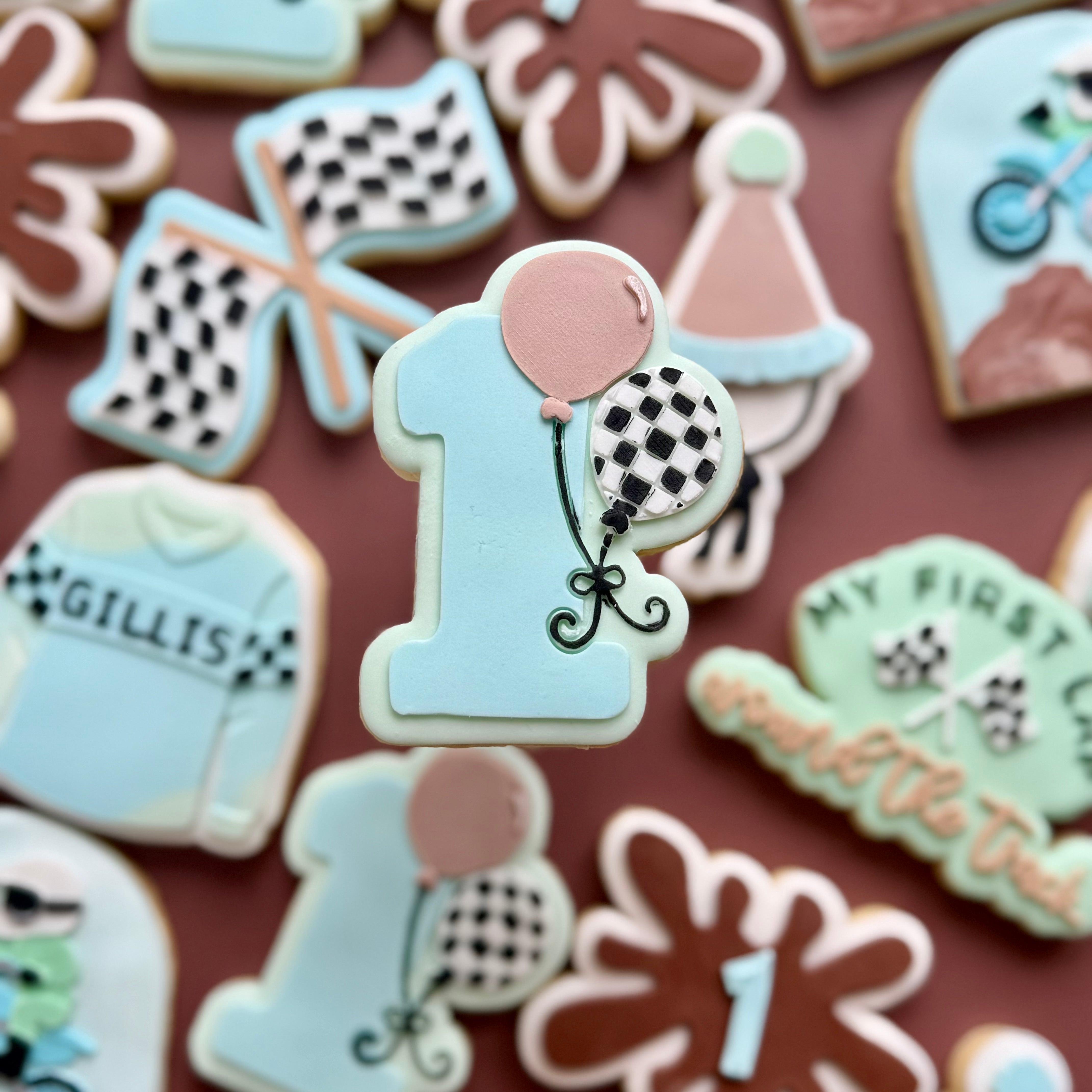 Number one with balloons debosser and cutter