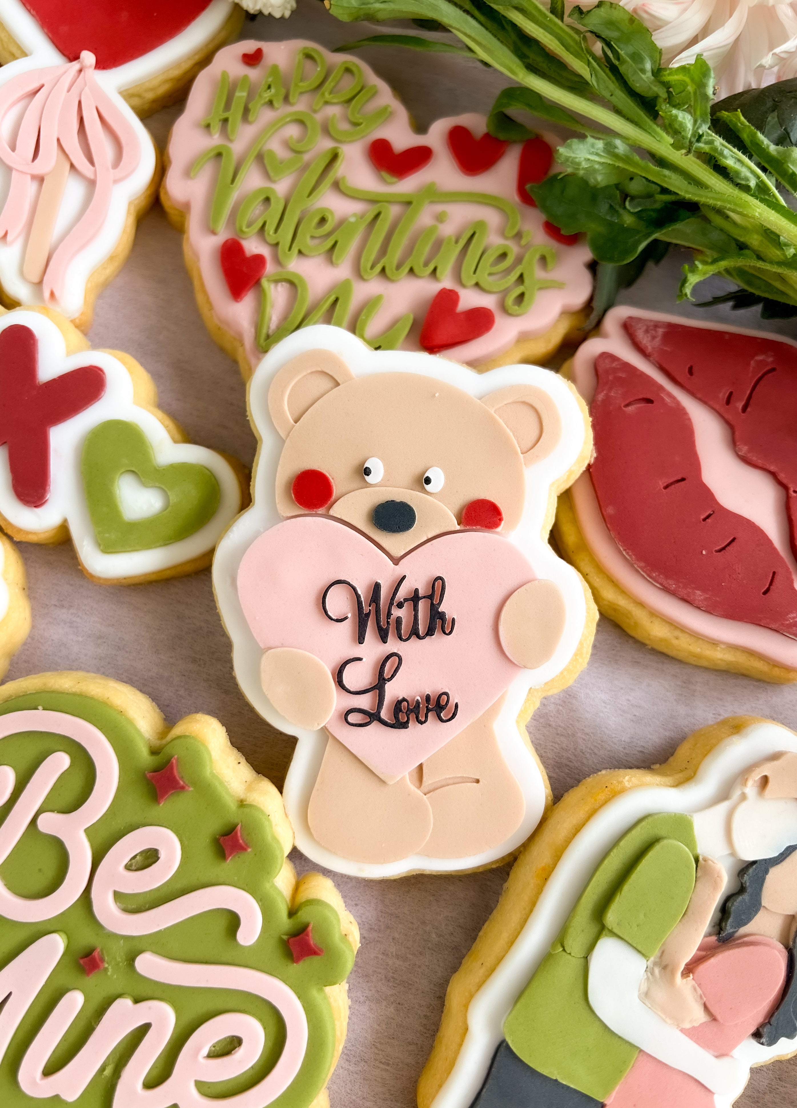 Bear holding “with love” heart debosser and cutter