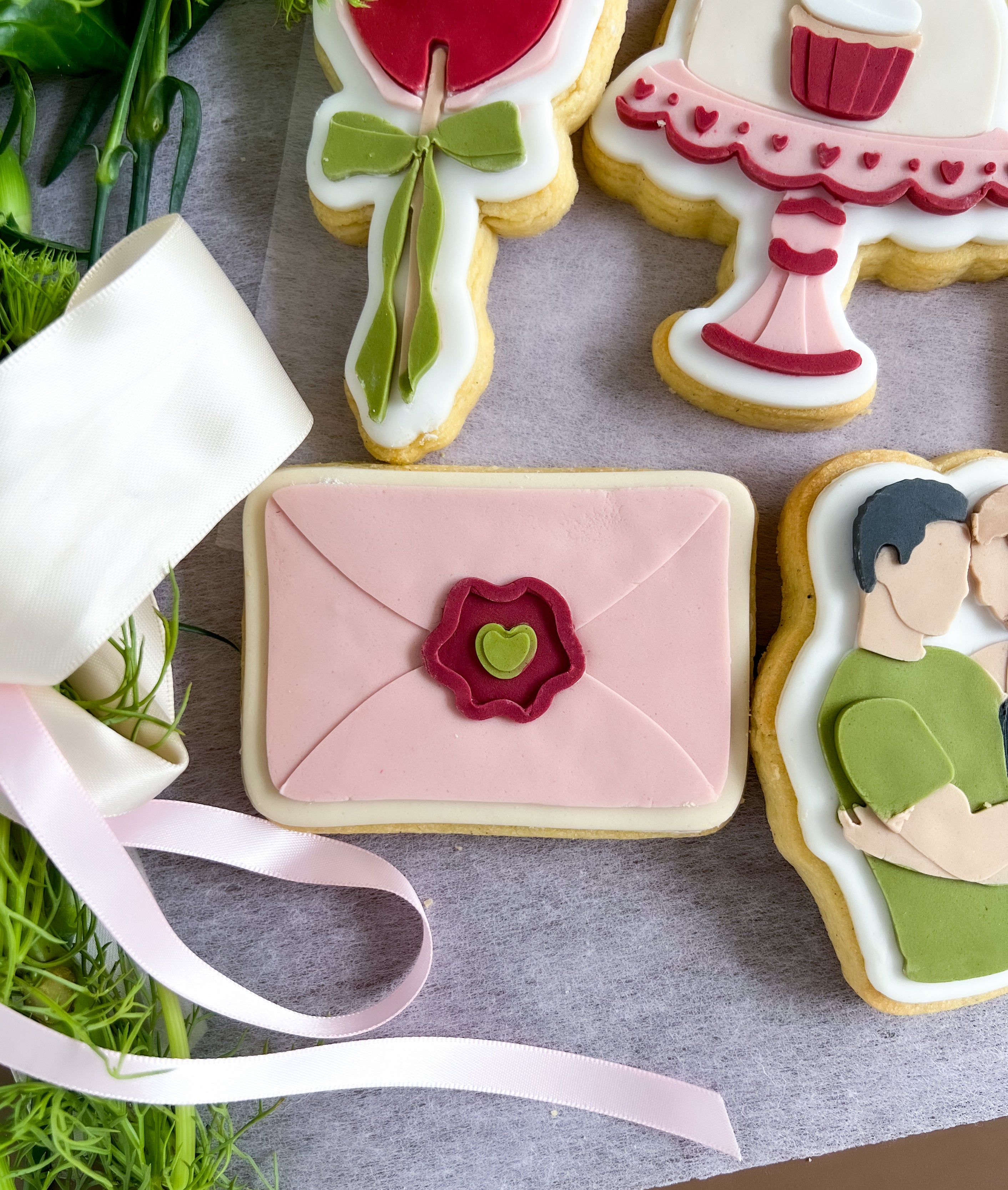 Envelope with heart wax seal debosser and cutter