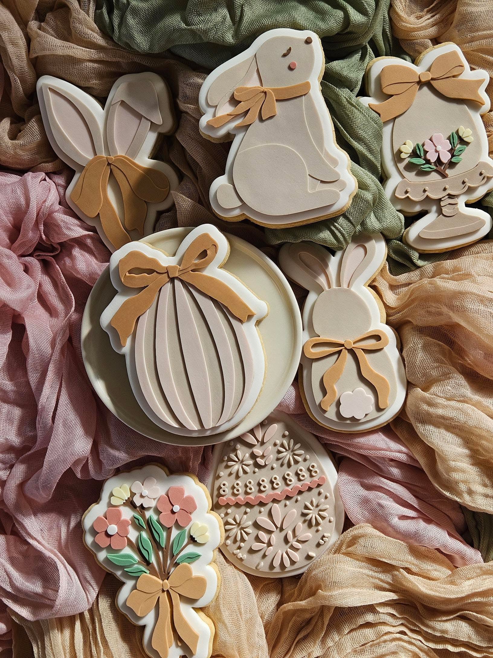 Striped egg with bow debosser and cutter
