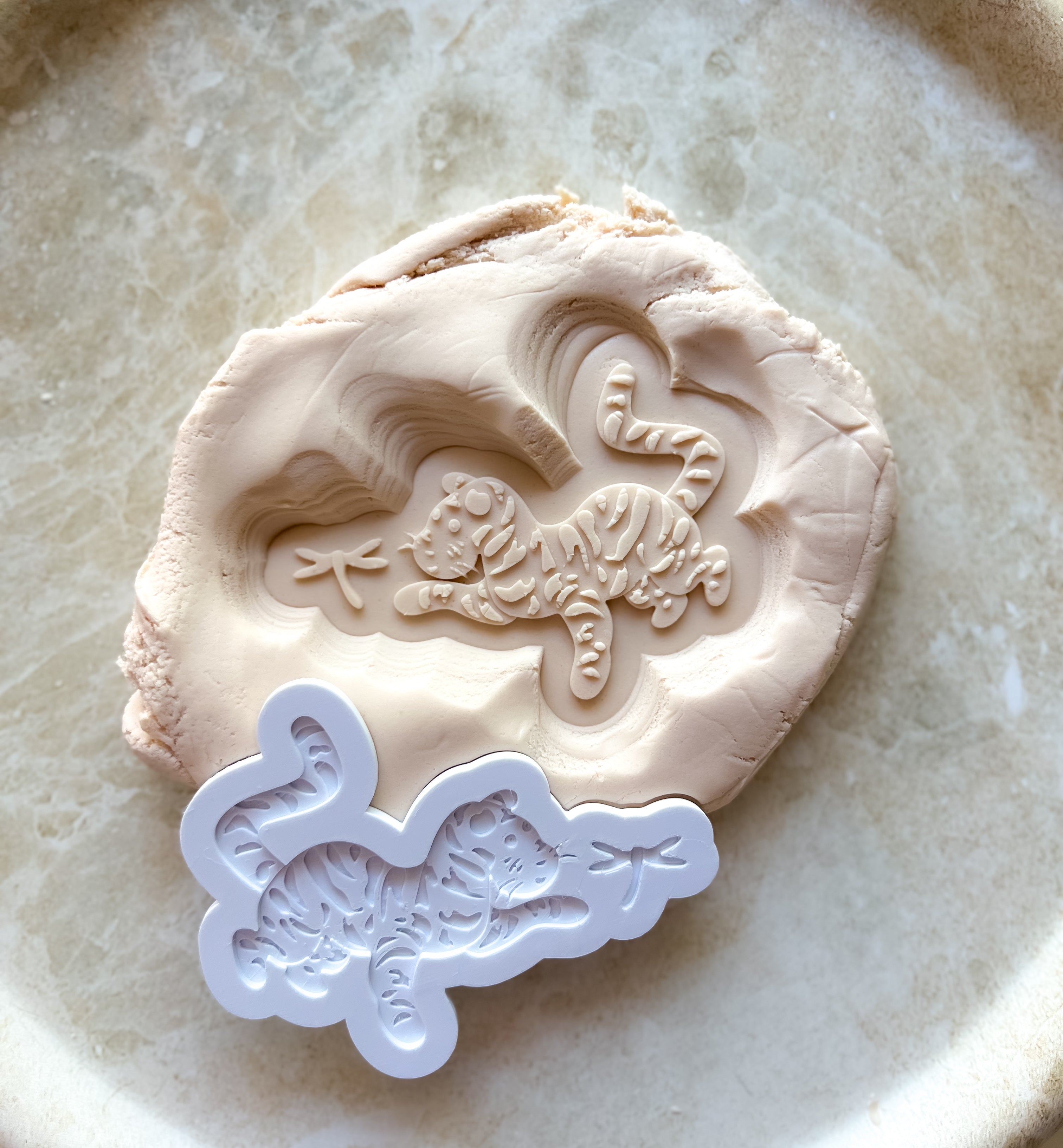 Vintage Tiger with dragonfly debosser and cutter