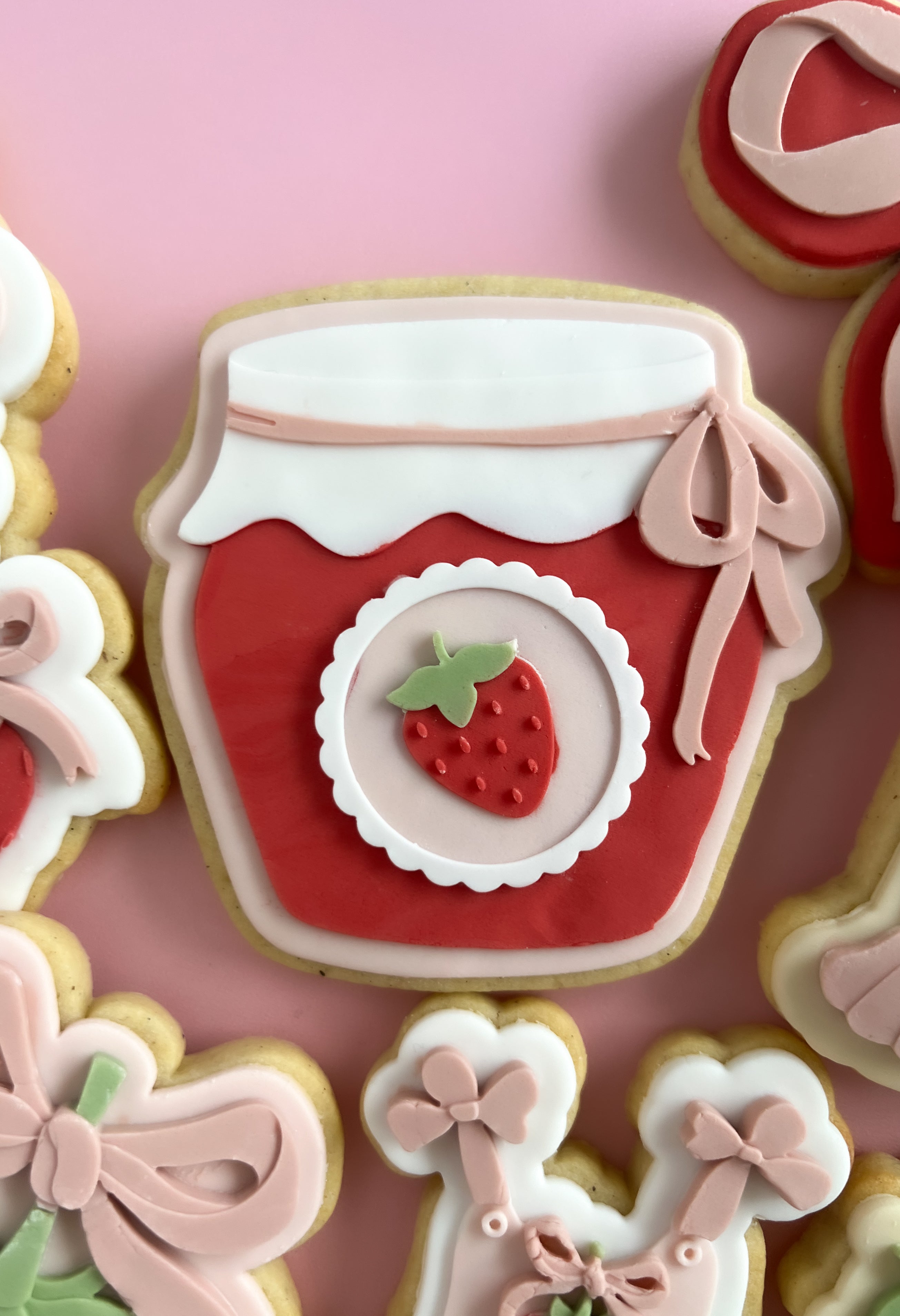 Strawberry jam jar debosser and cutter