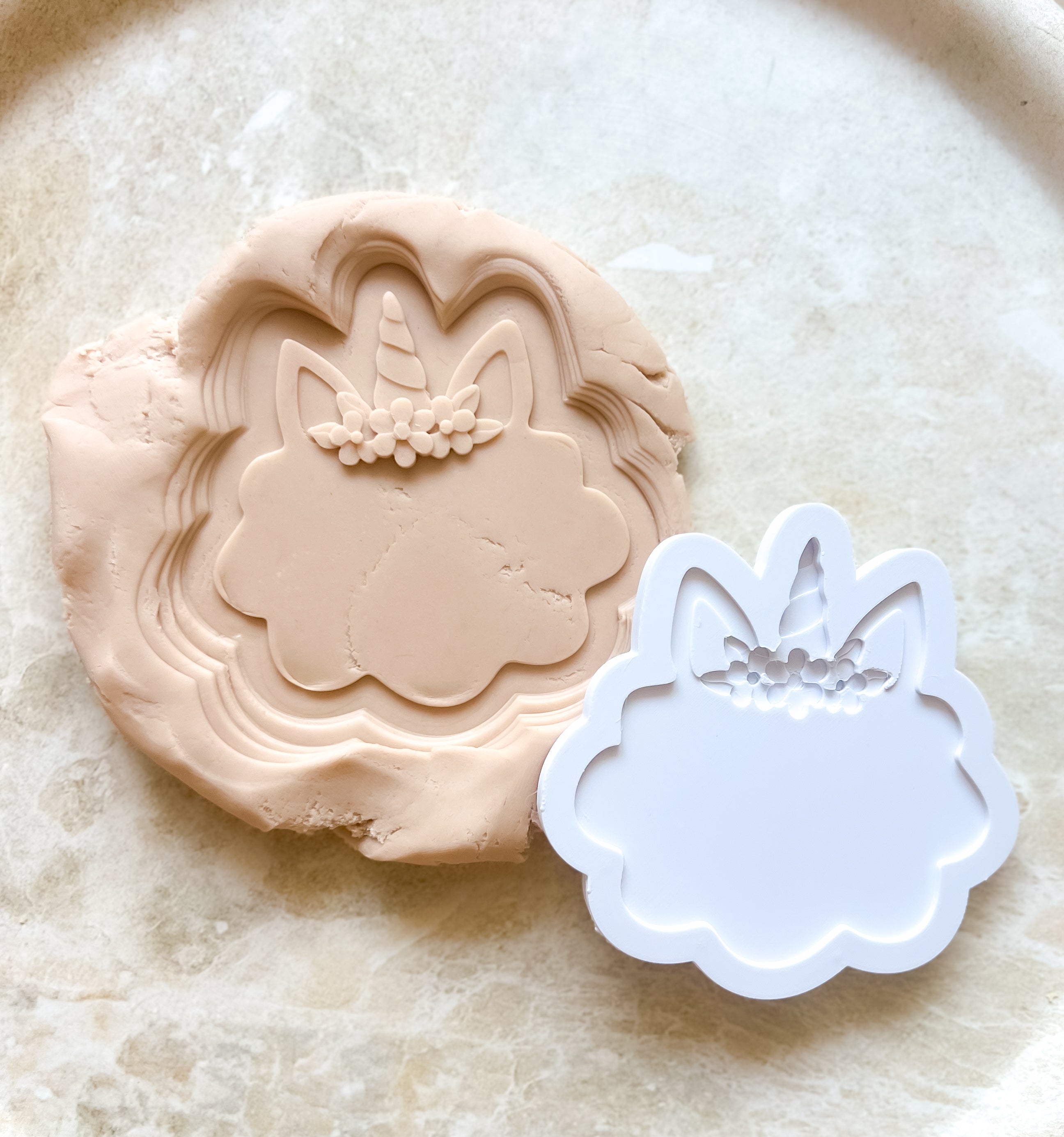 Unicorn crown on cloud plaque debosser and cutter