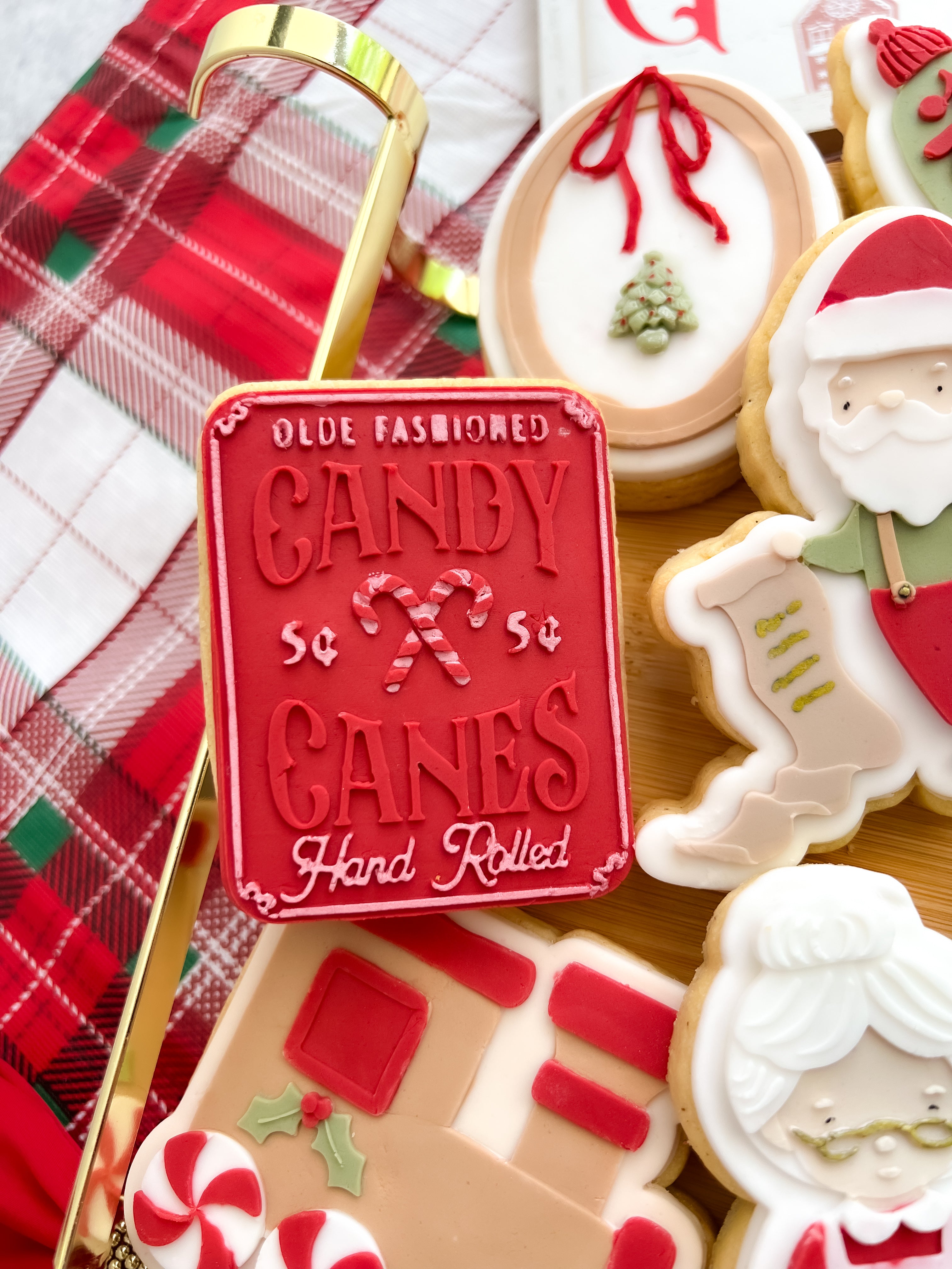 Vintage candy cane sign debosser and cutter