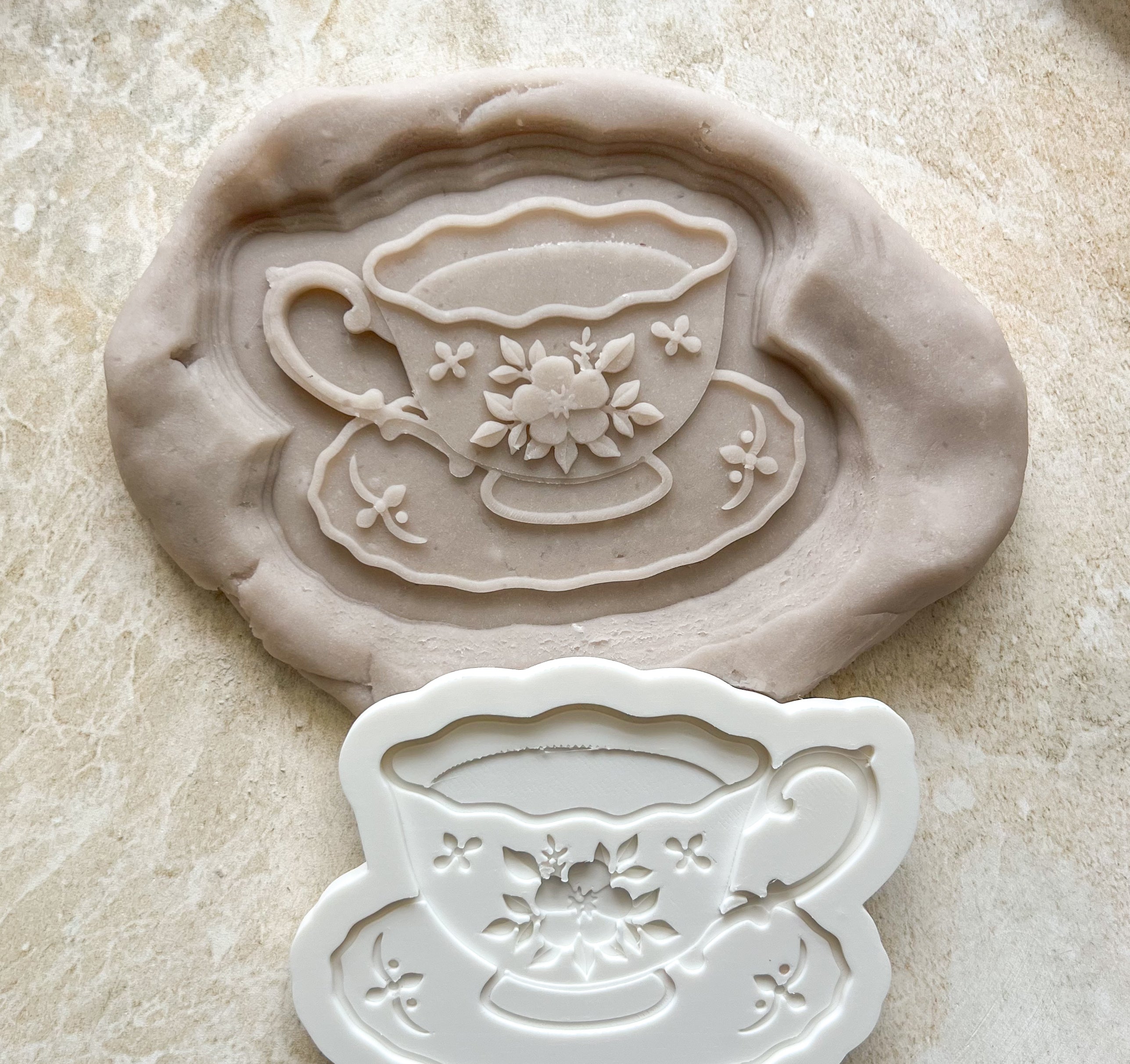 Teacup with floral detail V2 debosser and cutter