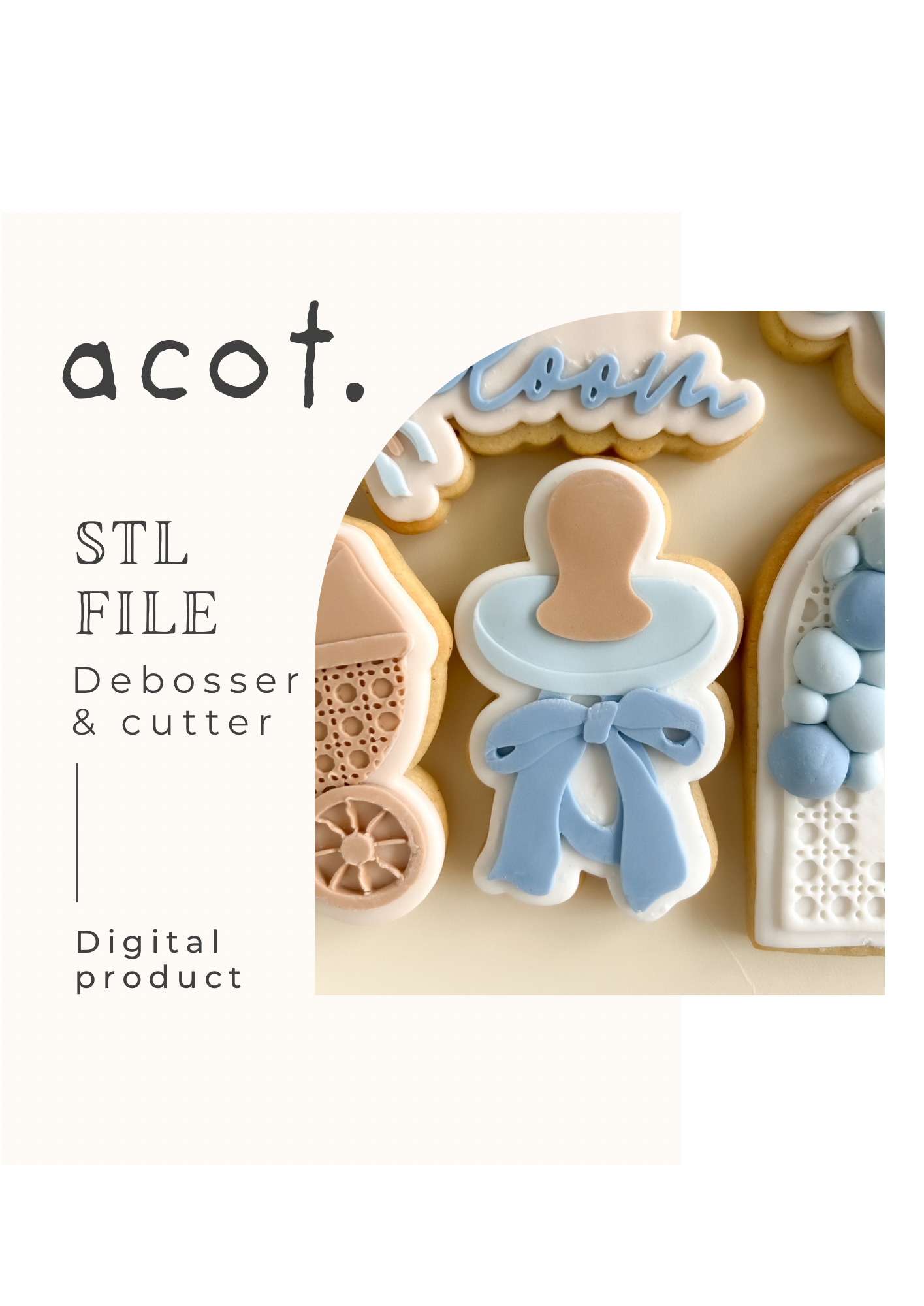 STL FILE Dummy / pacifier with bow debosser and cutter