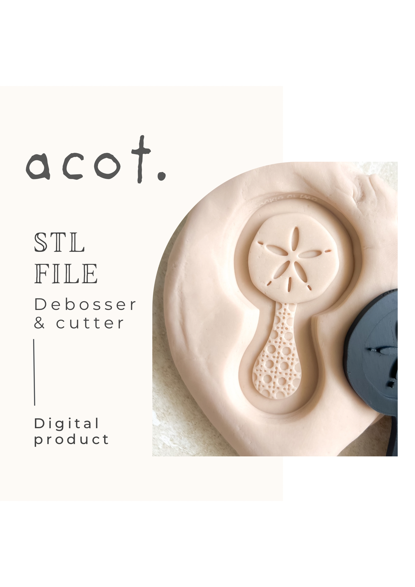 STL FILE Sand dollar baby rattle debosser and cutter
