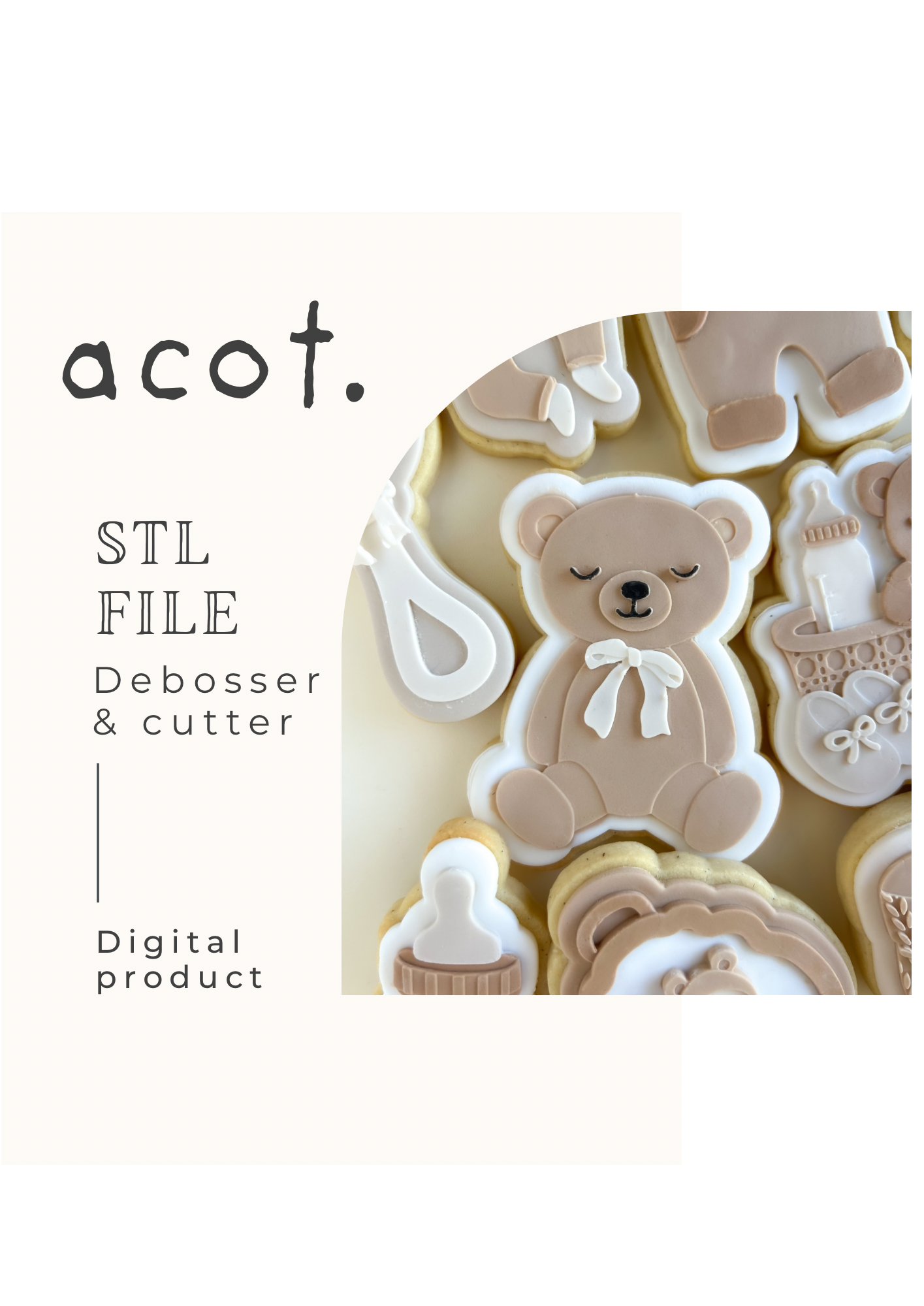 STL FILE Sitting bear with bow debosser and cutter