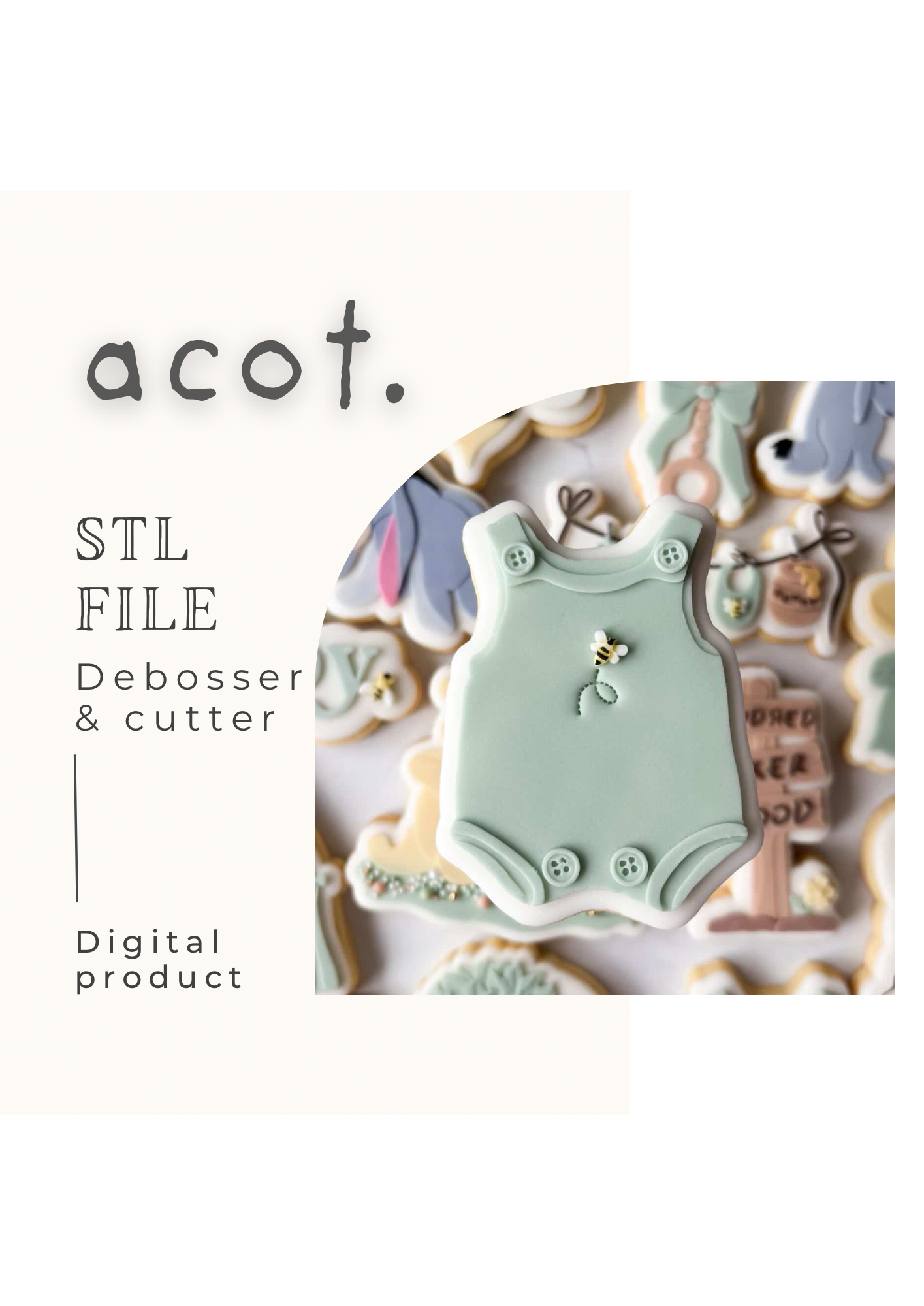 STL FILE Onesie with buttons debosser and cutter