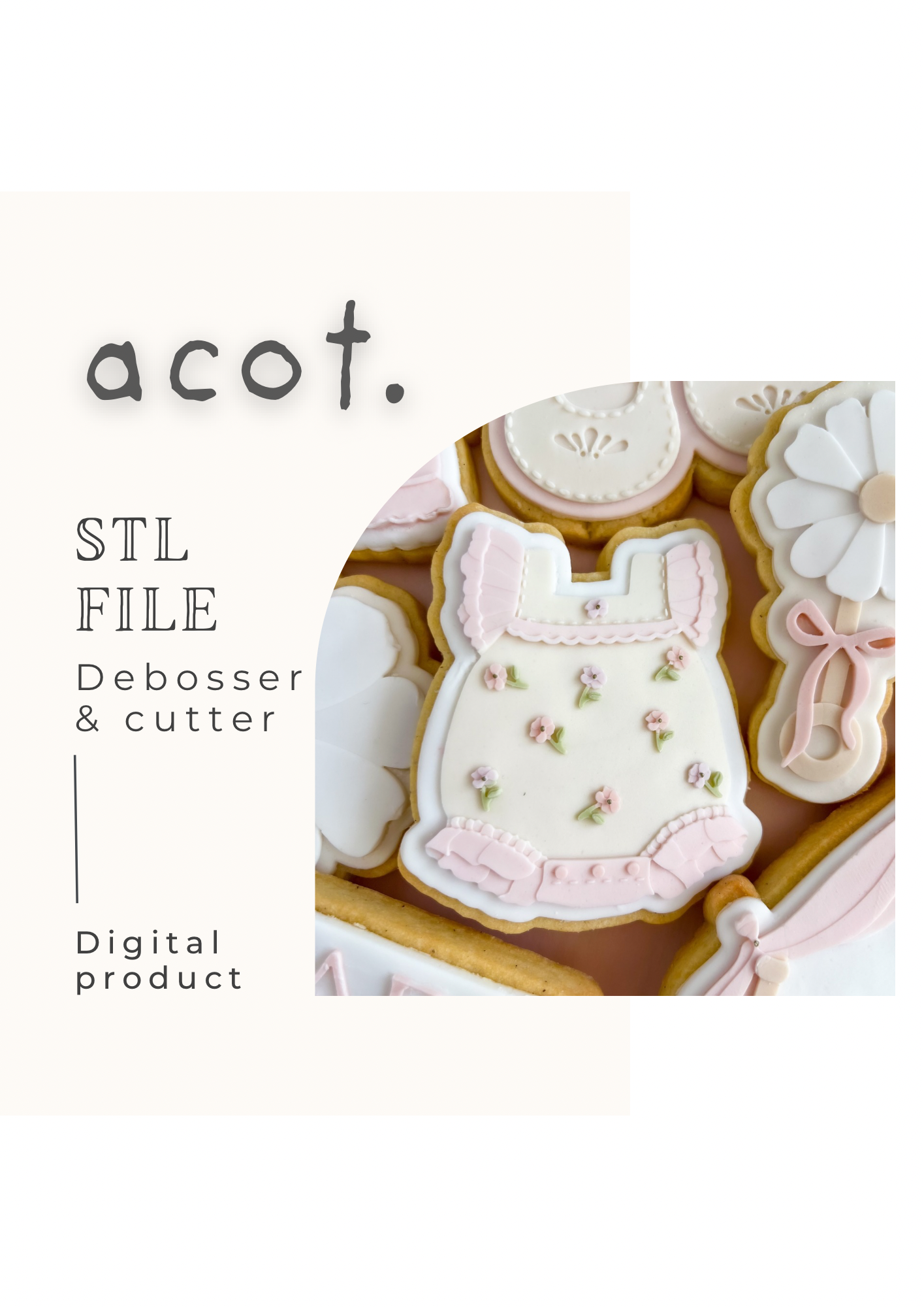 STL FILE Floral baby onesie debosser and cutter