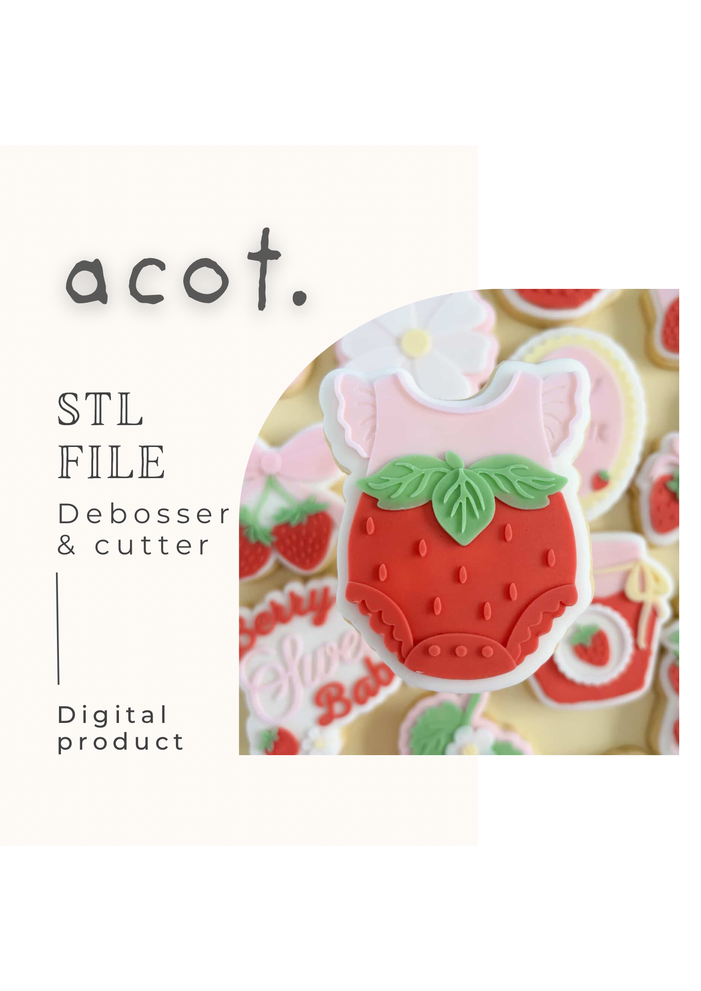 STL FILE Strawberry baby onesie debosser and cutter