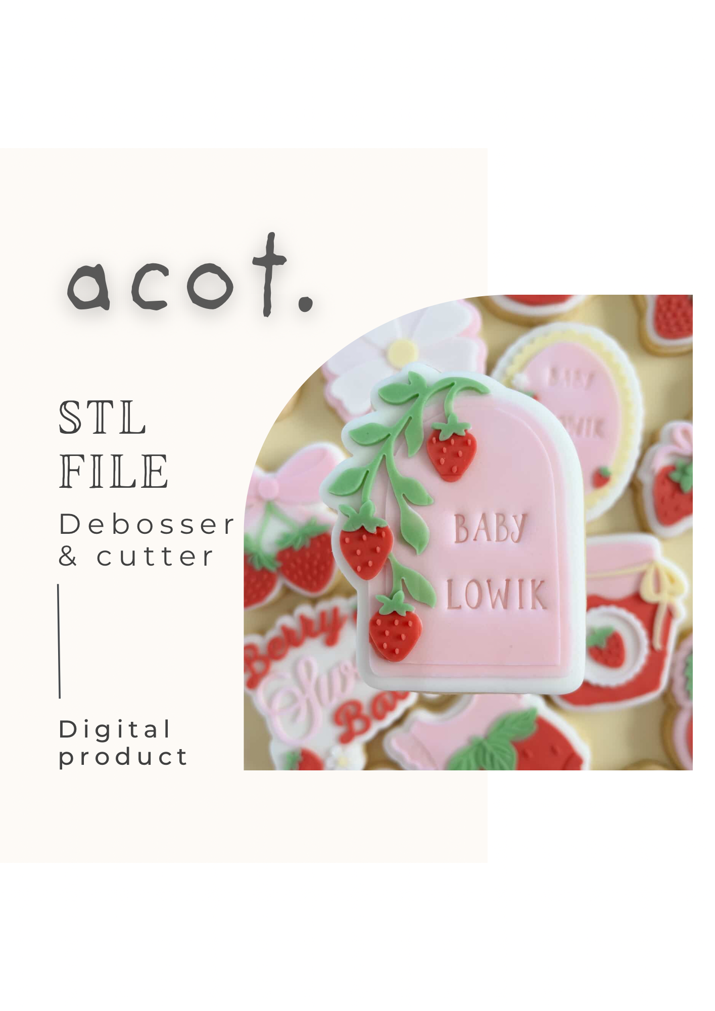 STL FILE Strawberry arch debosser and cutter