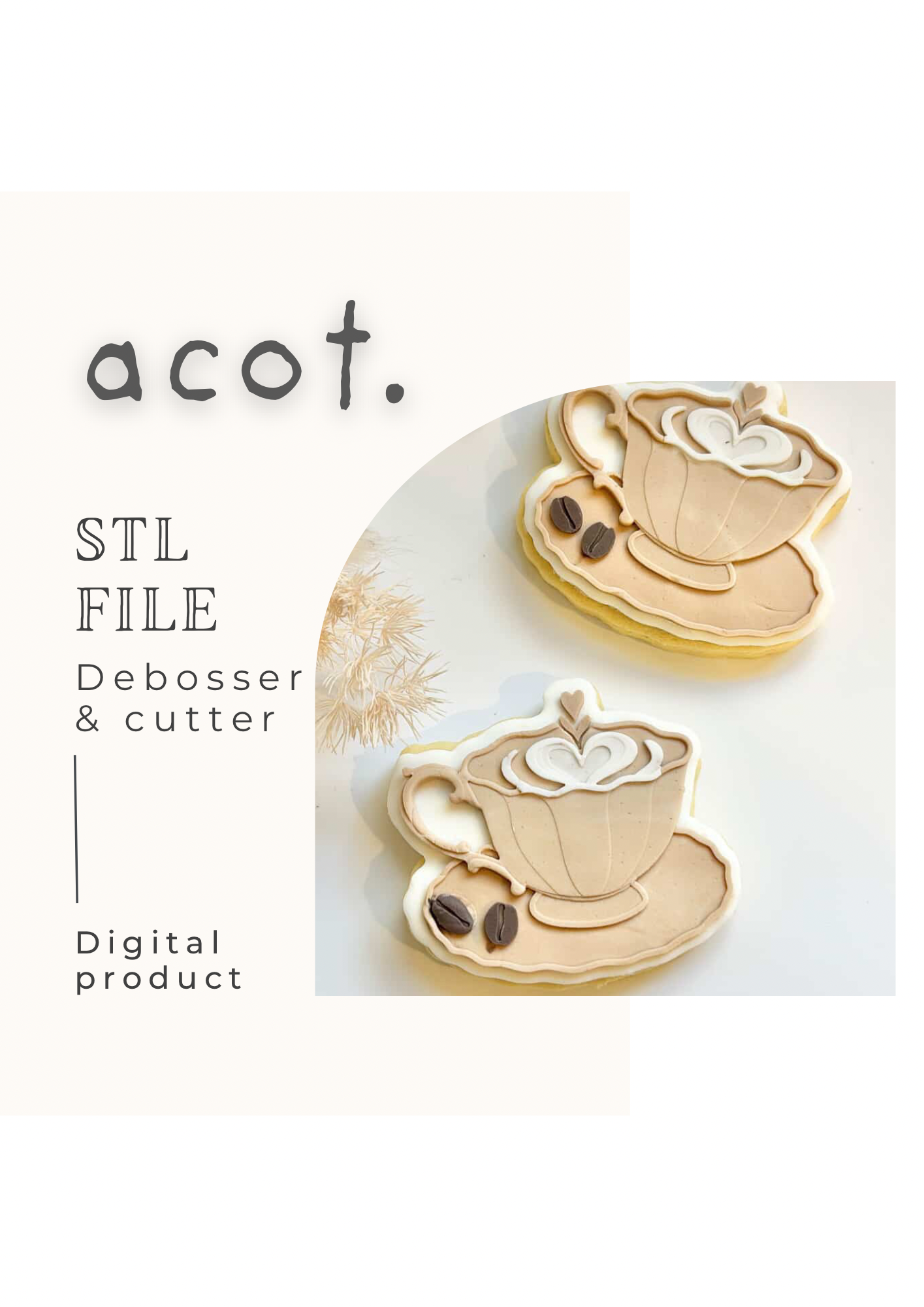 STL FILE Fancy coffee cup debosser and cutter