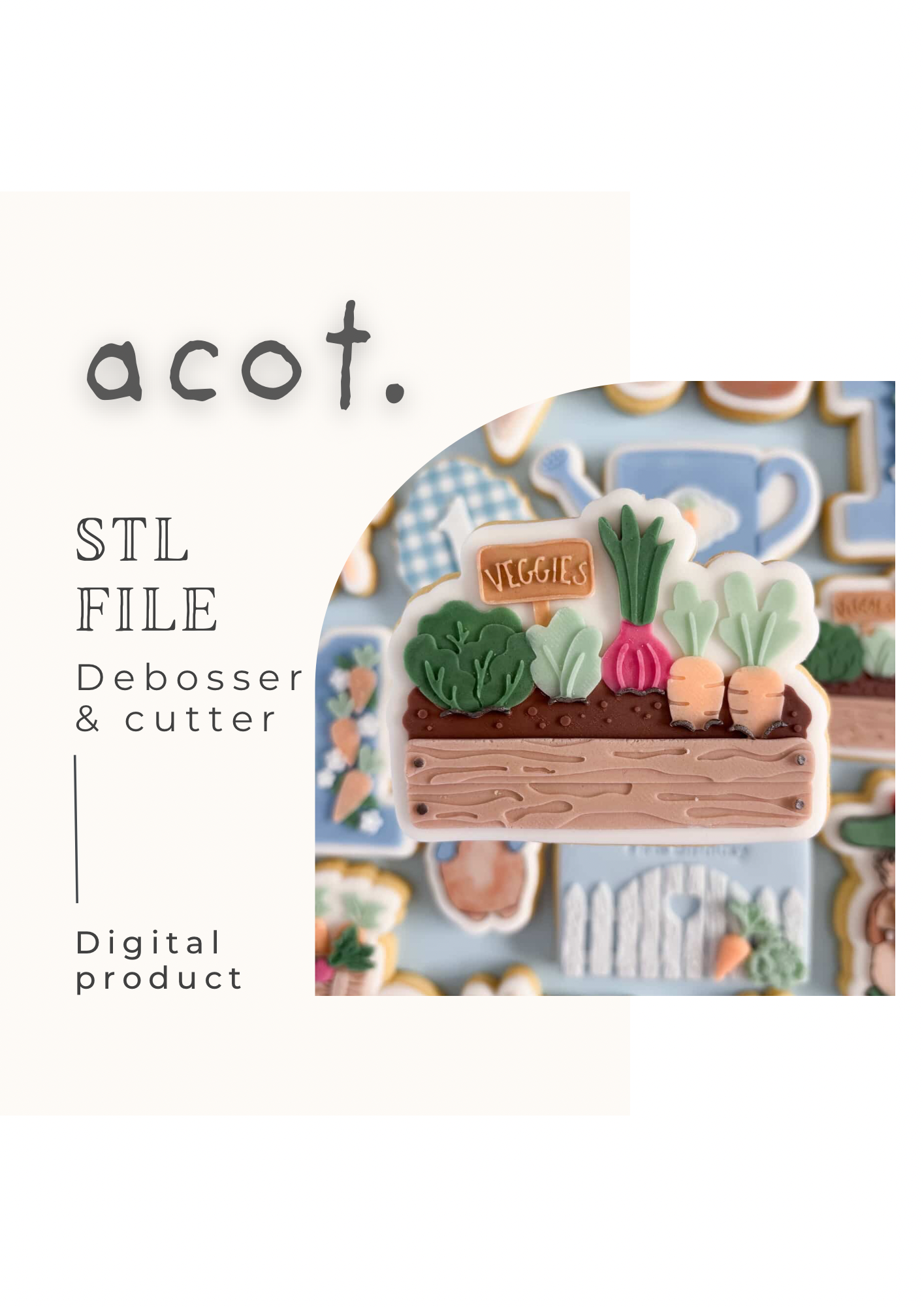 STL FILE Veggie/ vegetable patch debosser and cutter