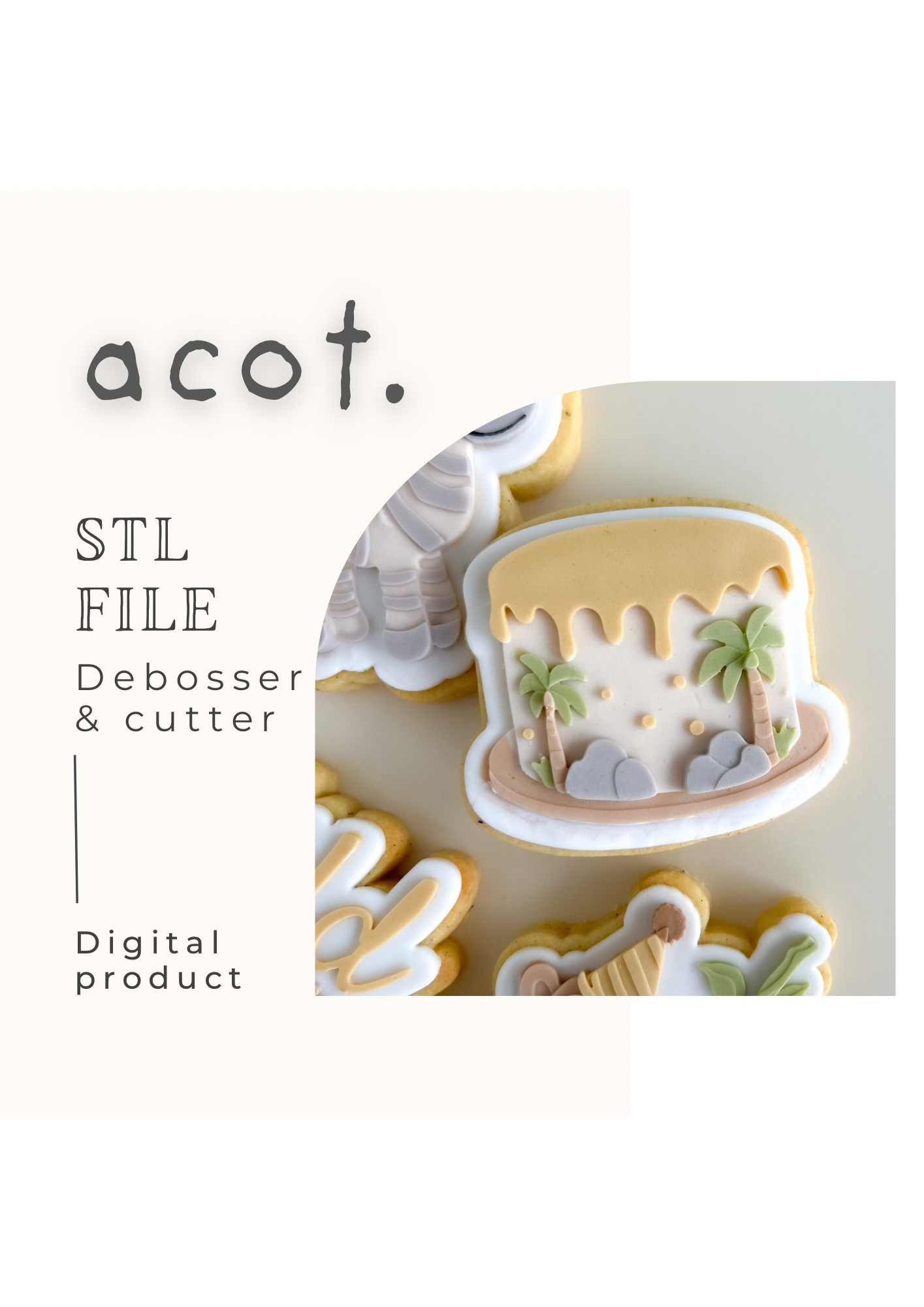 STL FILE Dinosaur/ palm tree cake