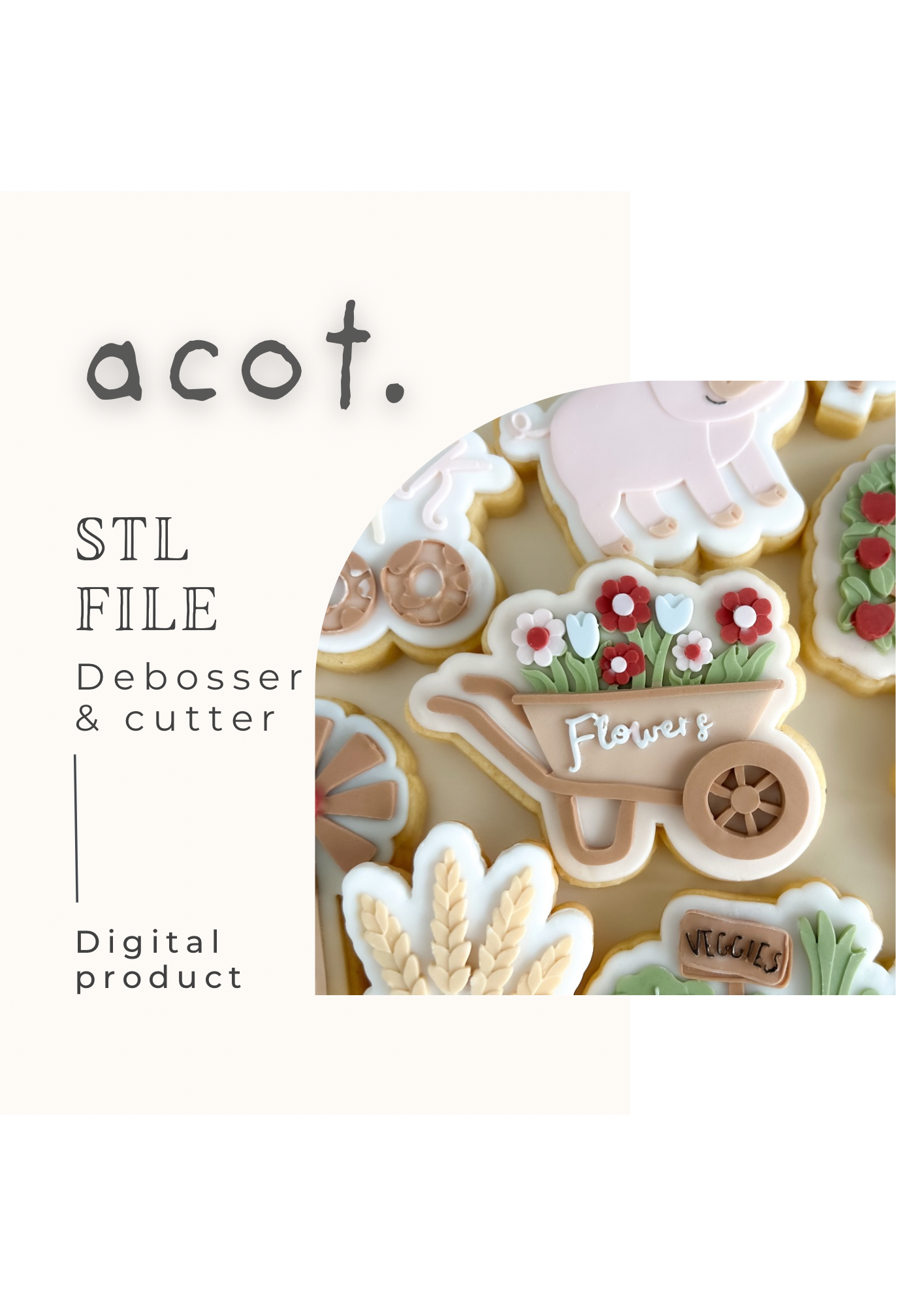 STL FILE Flowers in wheelbarrow debosser and cutter