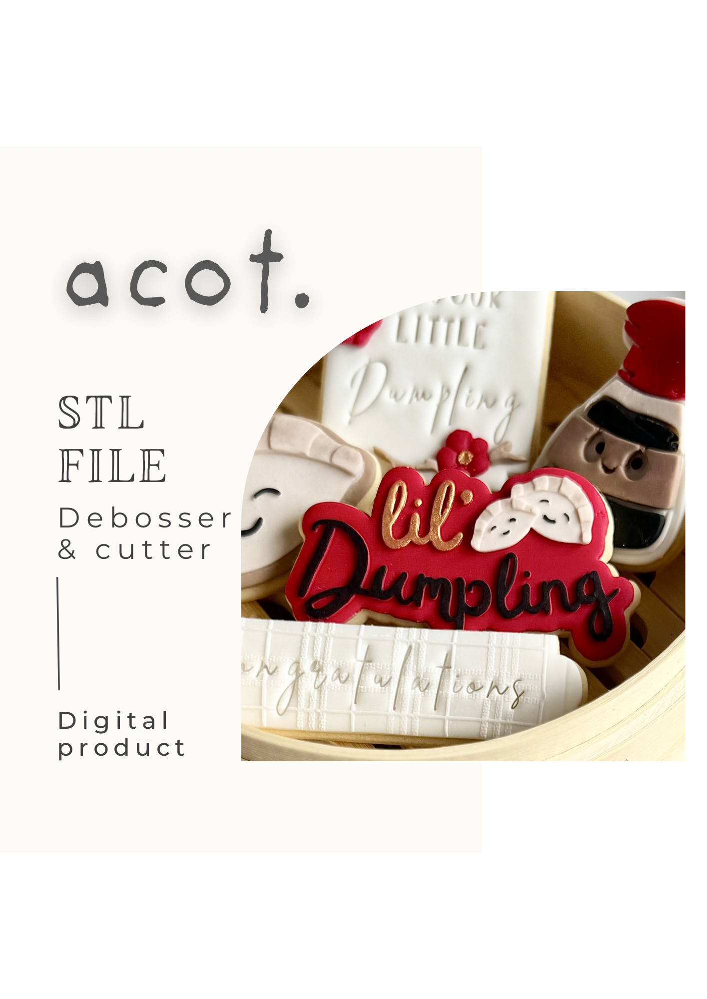 STL FILE Lil' Dumpling debosser and cutter